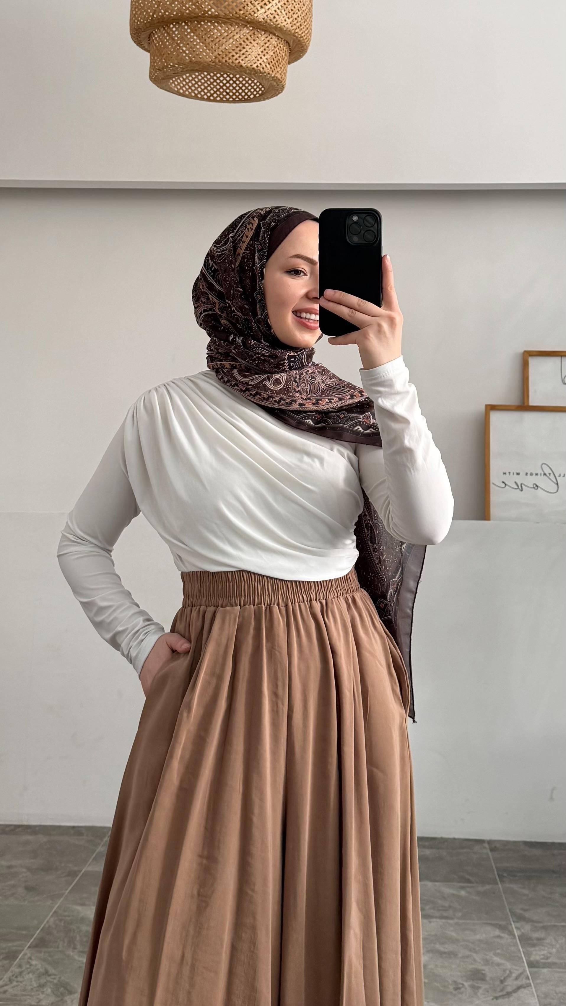 Hante Camel Bol Pantolon Etek