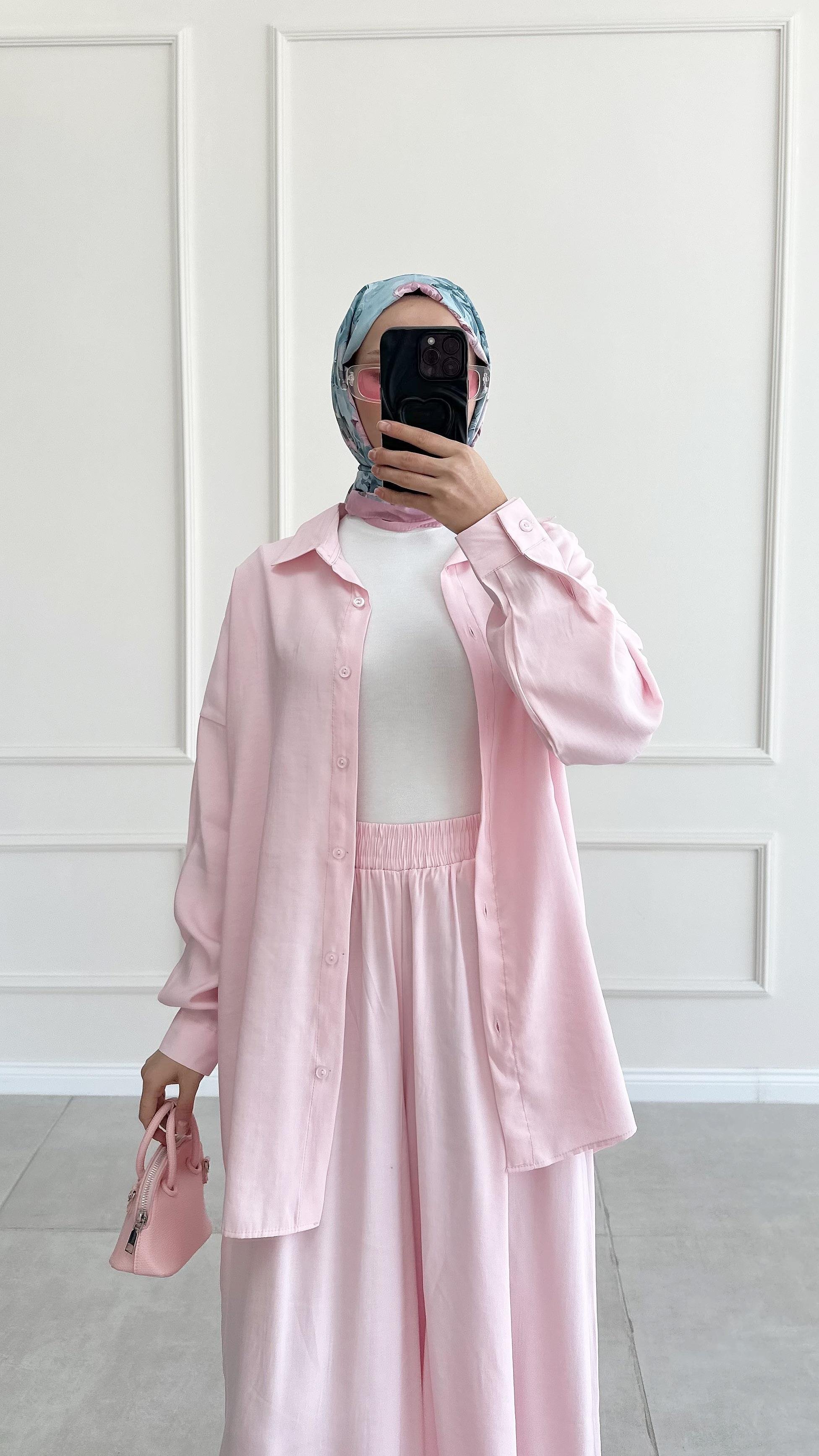 Hante Pembe Bol Pantolon Etek
