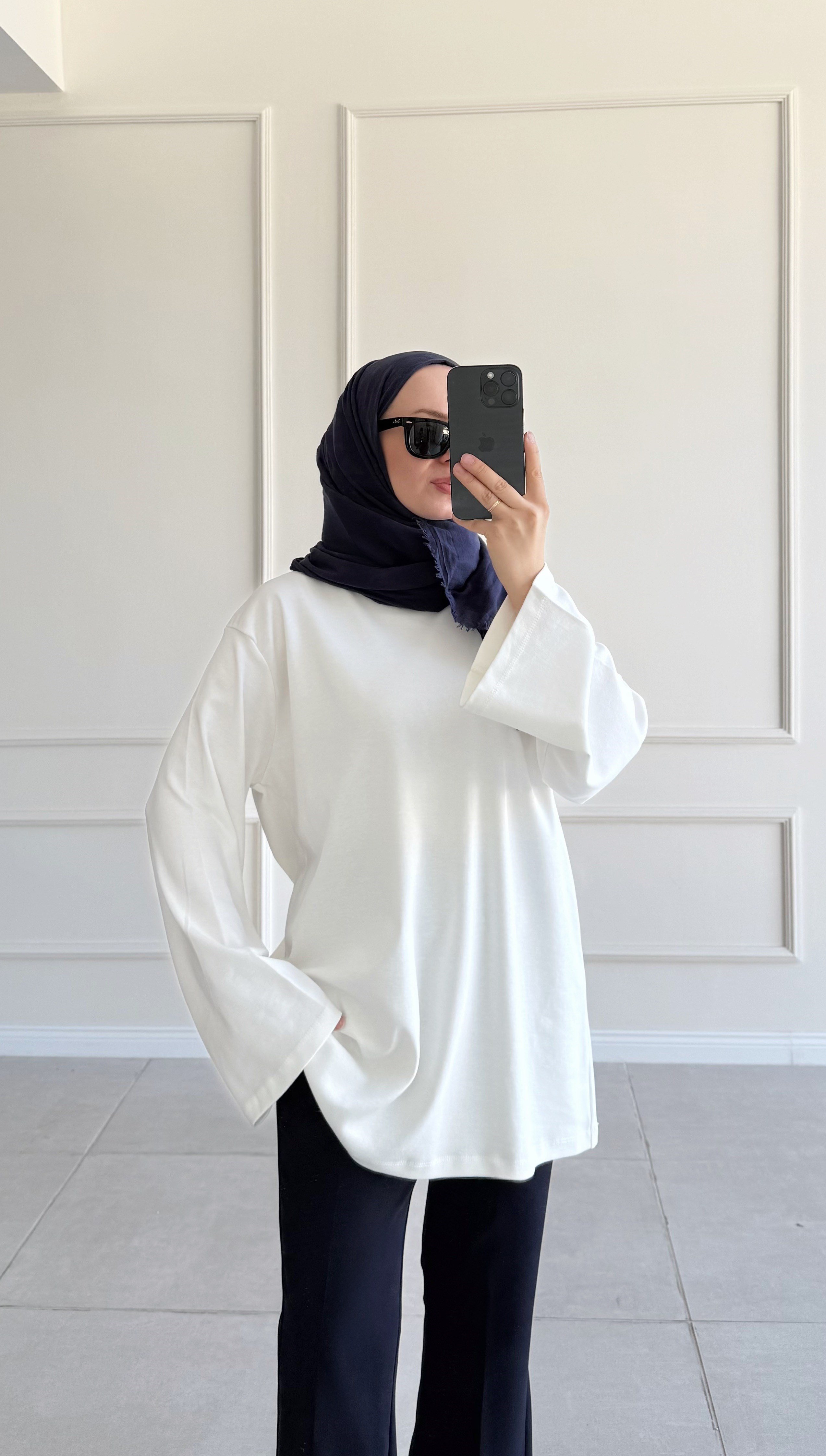 Jade Oversize Basic Ekru Tunik