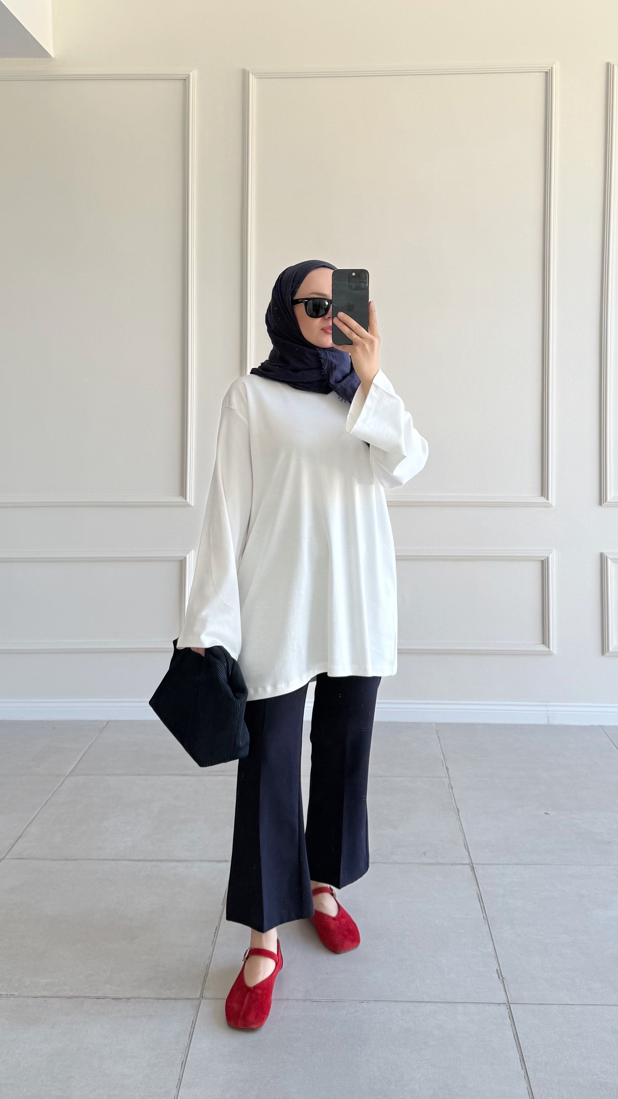 Jade Oversize Basic Ekru Tunik