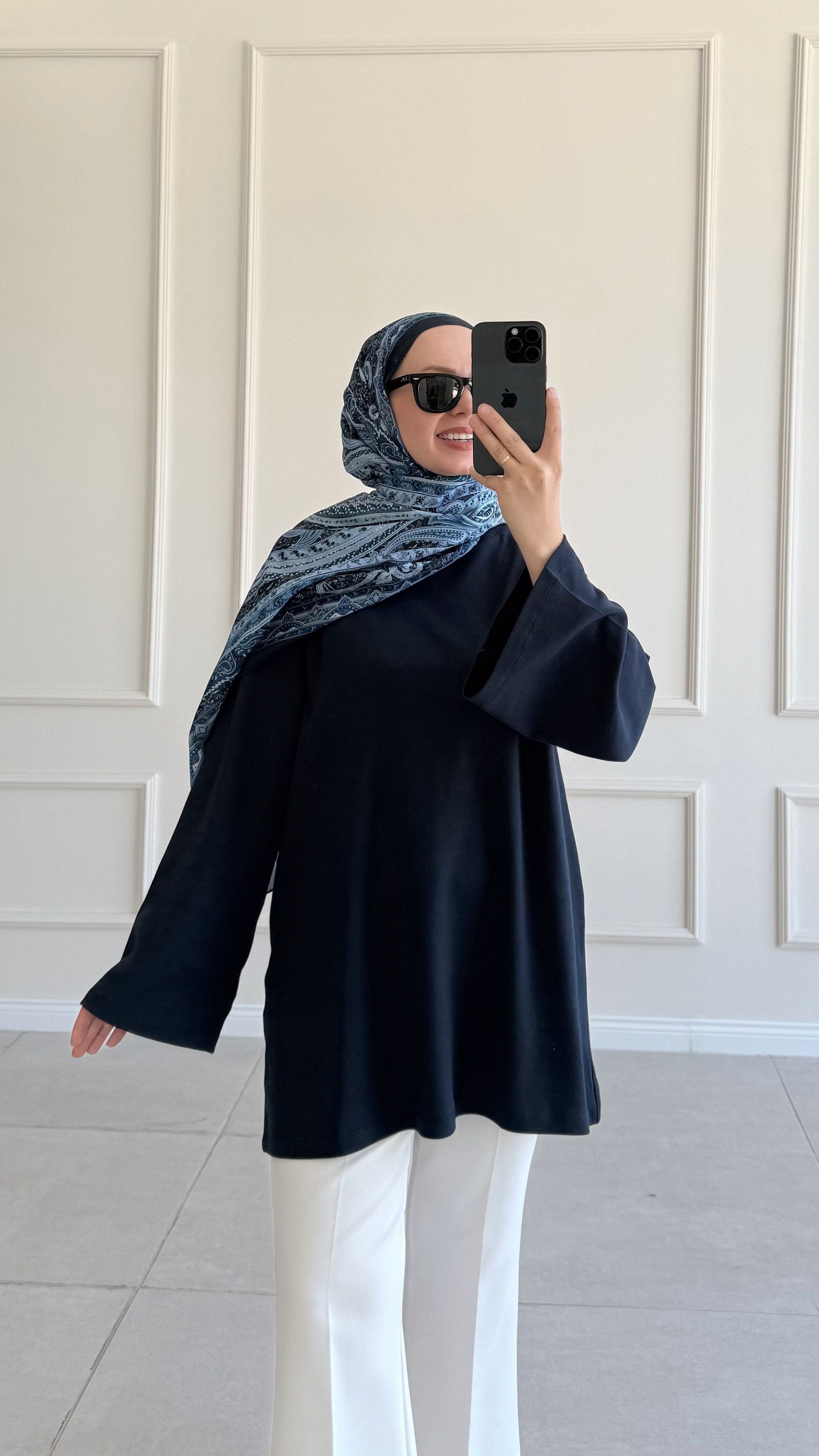 Jade Oversize Basic Lacivert Tunik