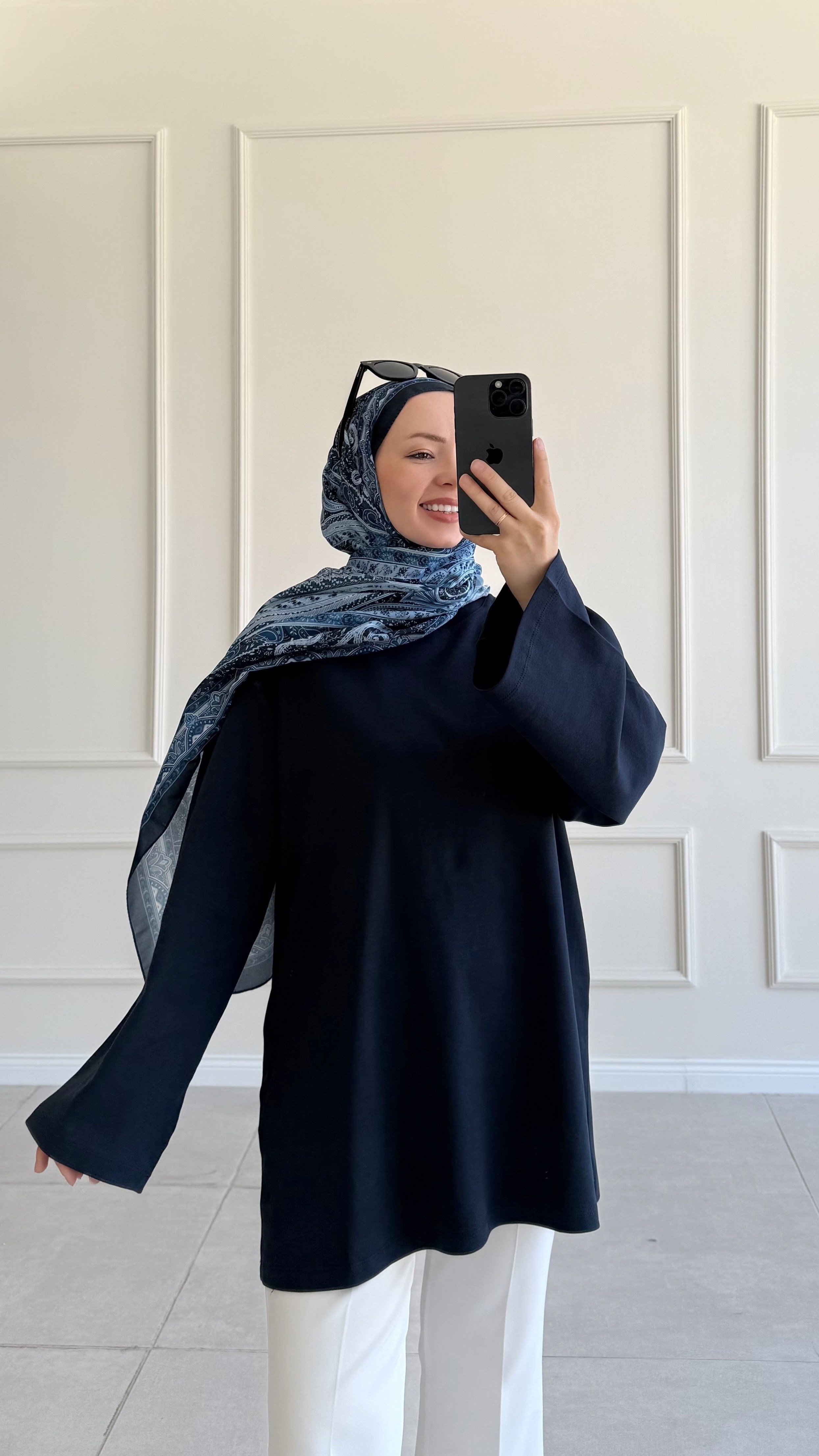Jade Oversize Basic Lacivert Tunik