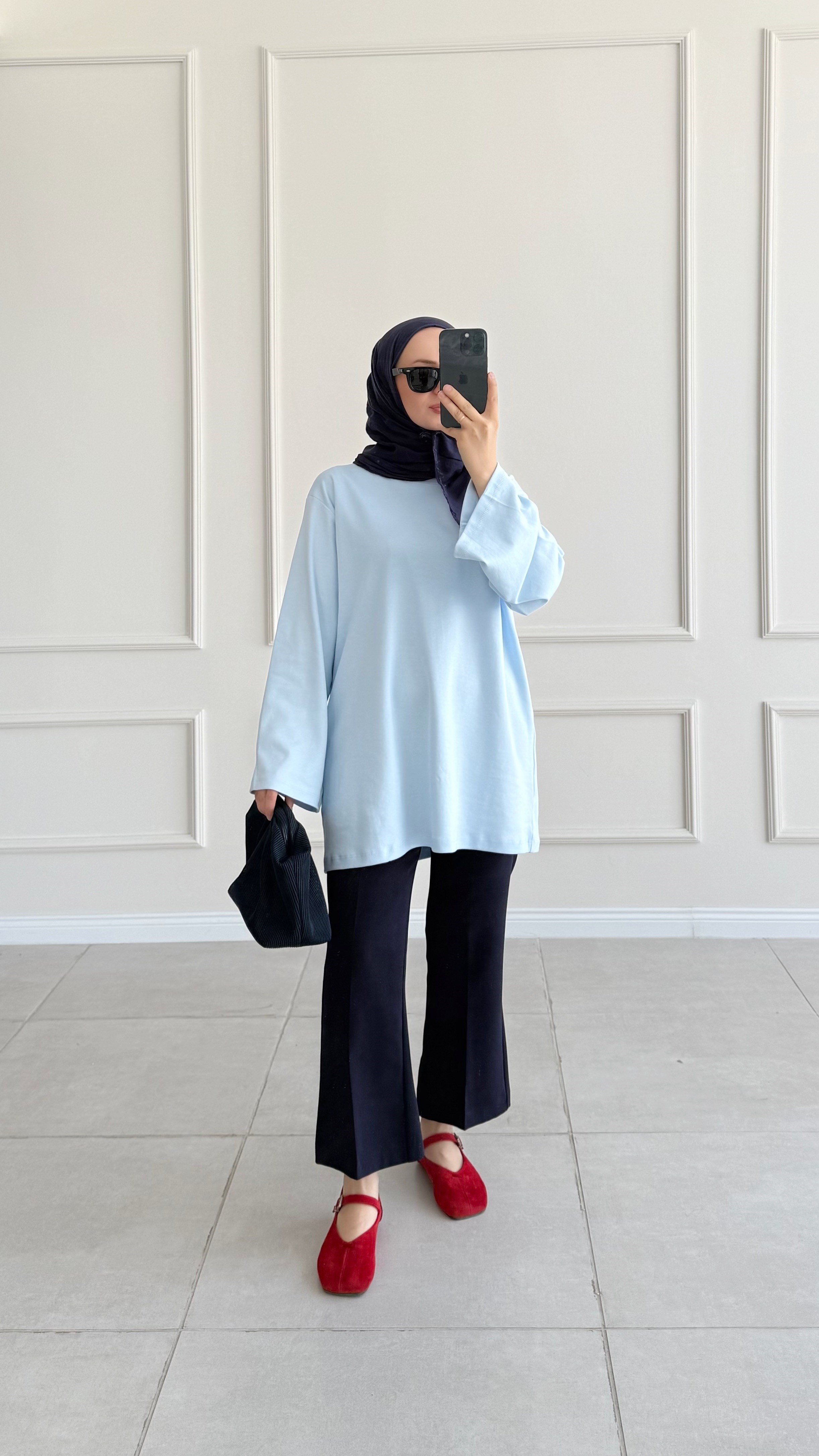 Jade Oversize Basic Mavi Tunik