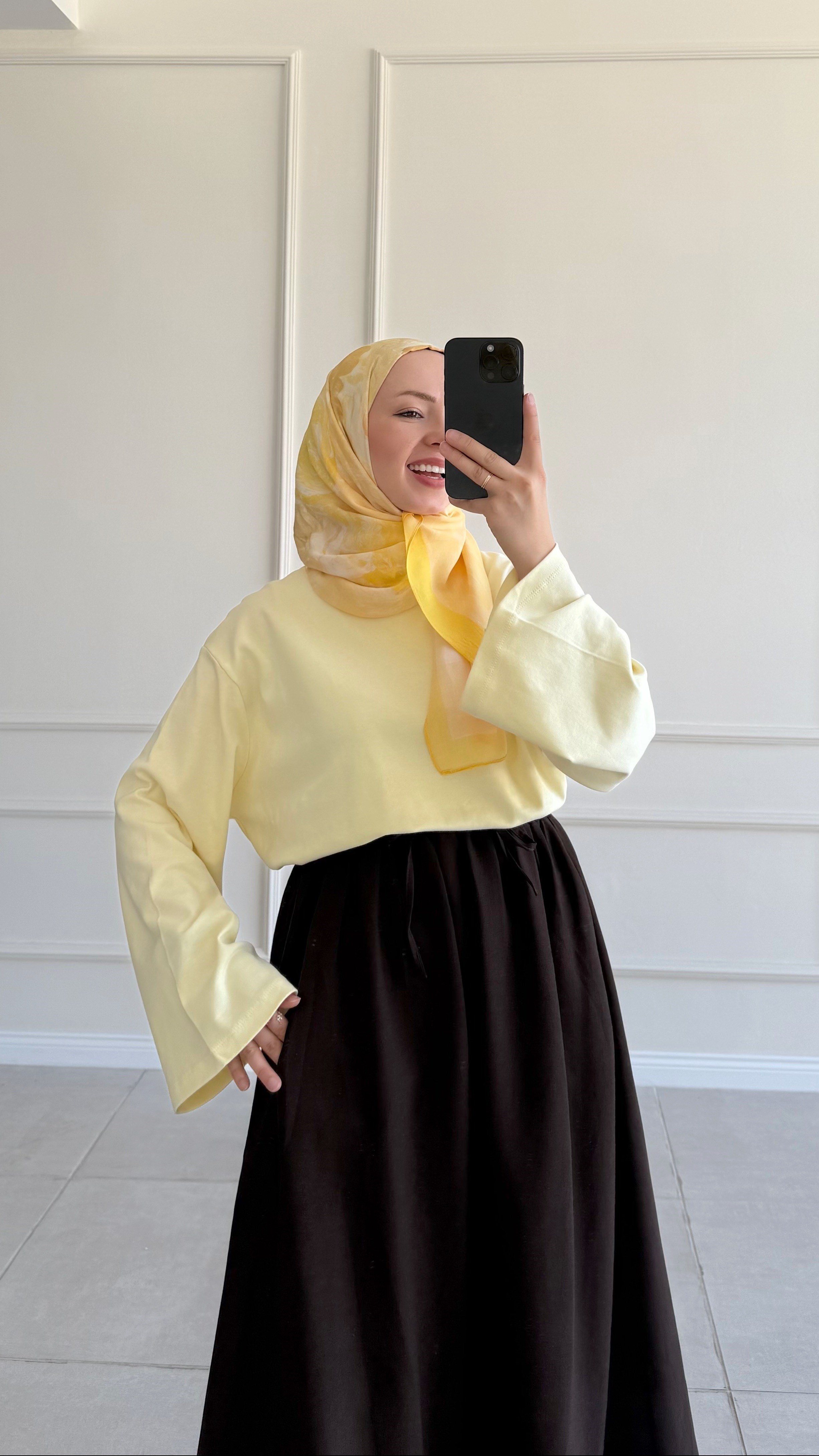 Jade Oversize Basic Sarı Tunik