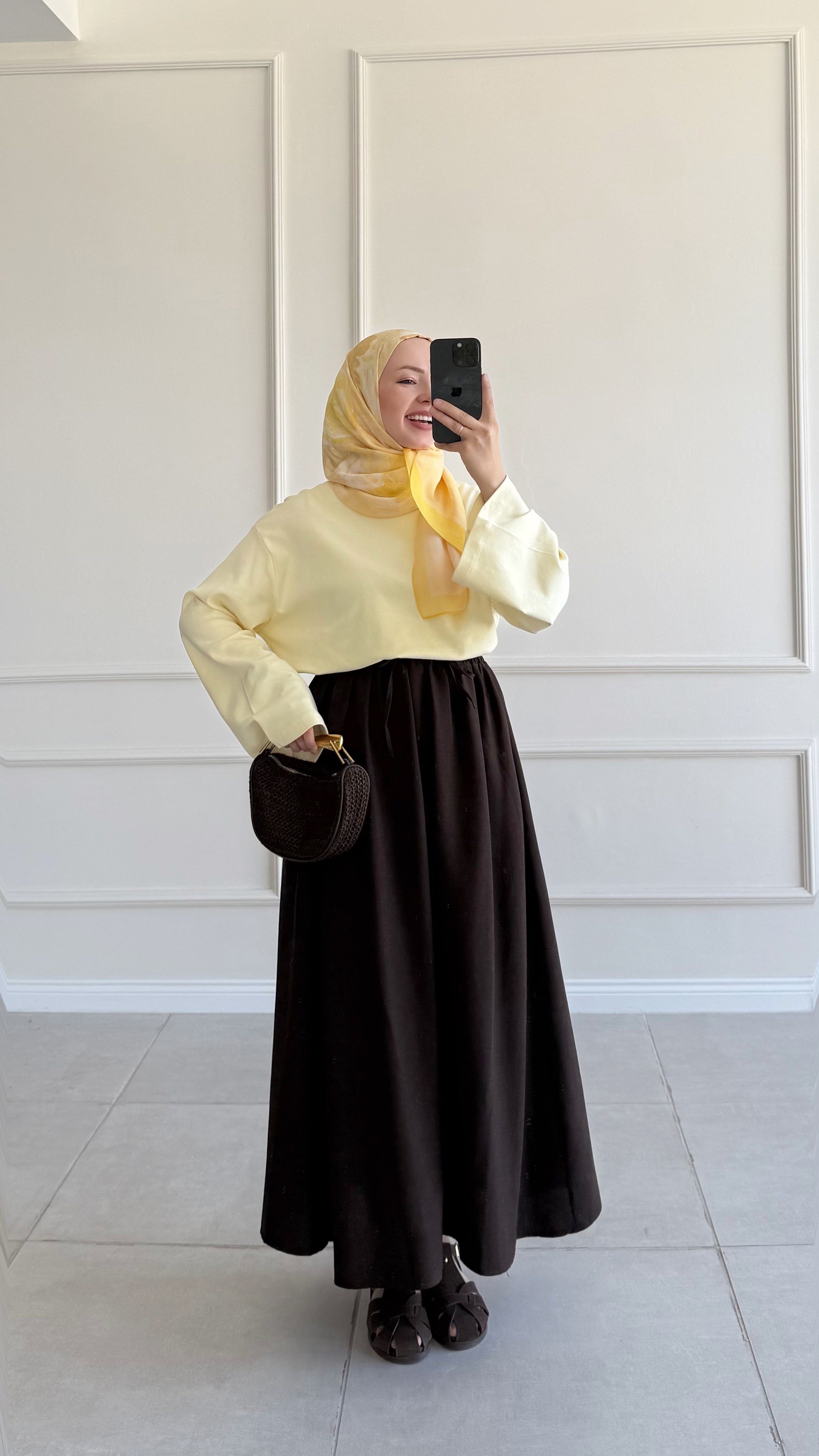 Jade Oversize Basic Sarı Tunik
