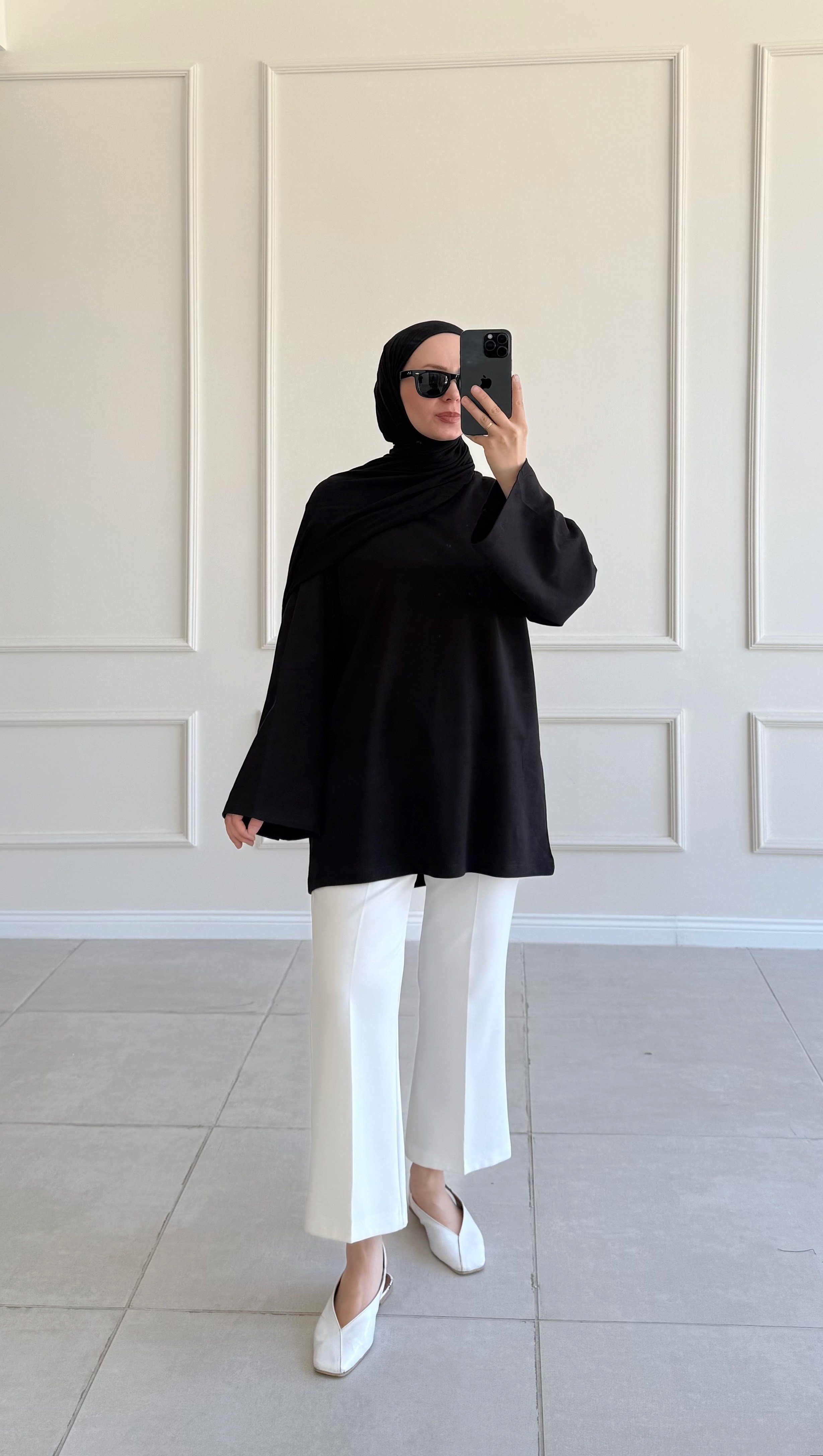 Jade Oversize Basic Siyah Tunik