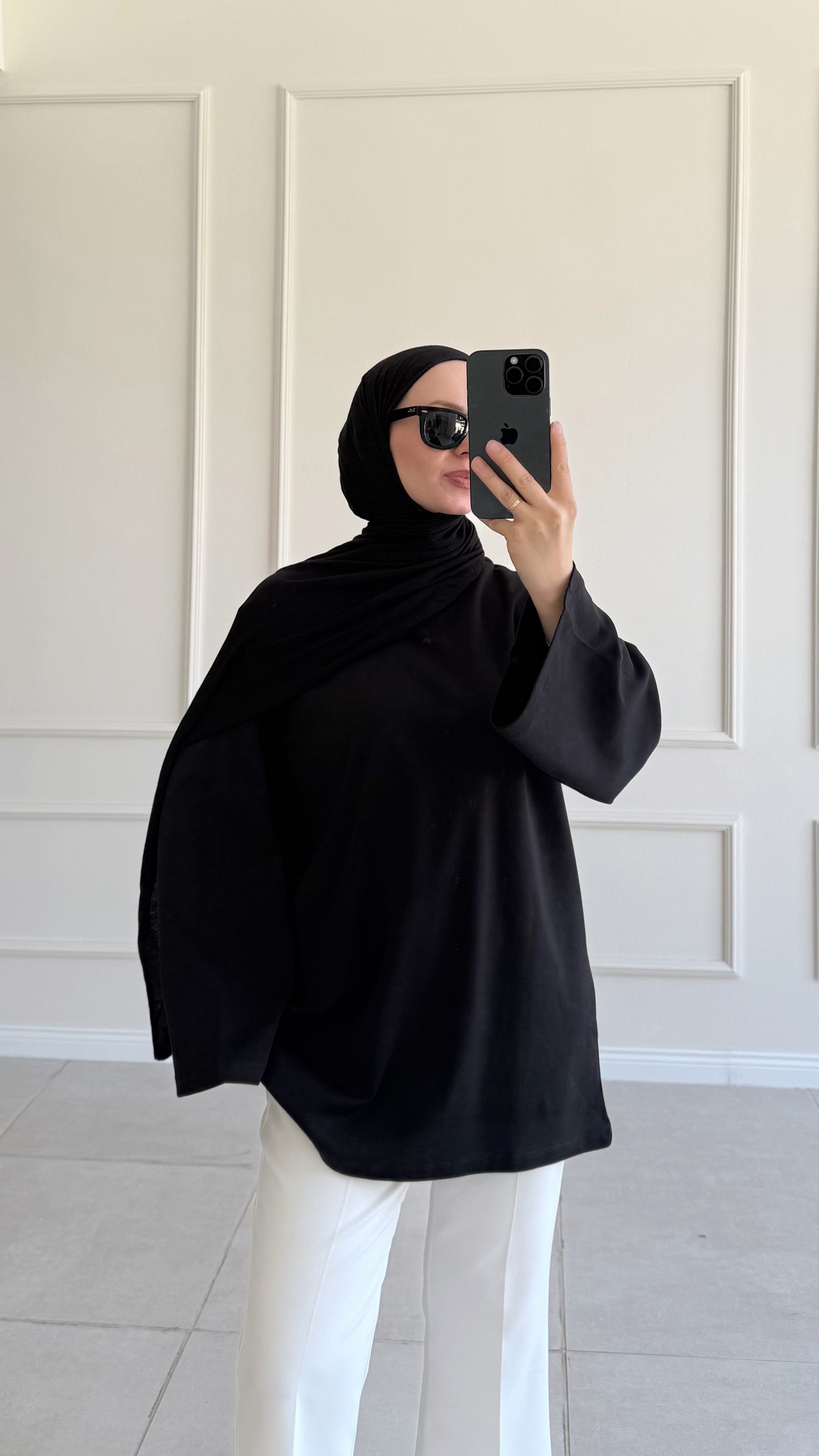 Jade Oversize Basic Siyah Tunik