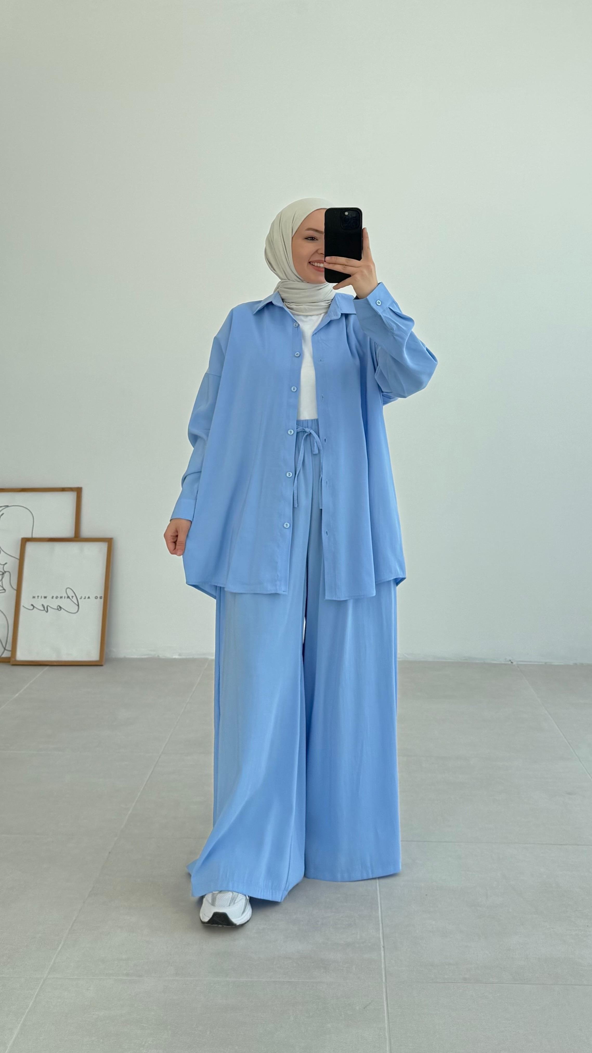 Kaline Rahat Gömlekli Mavi Takım