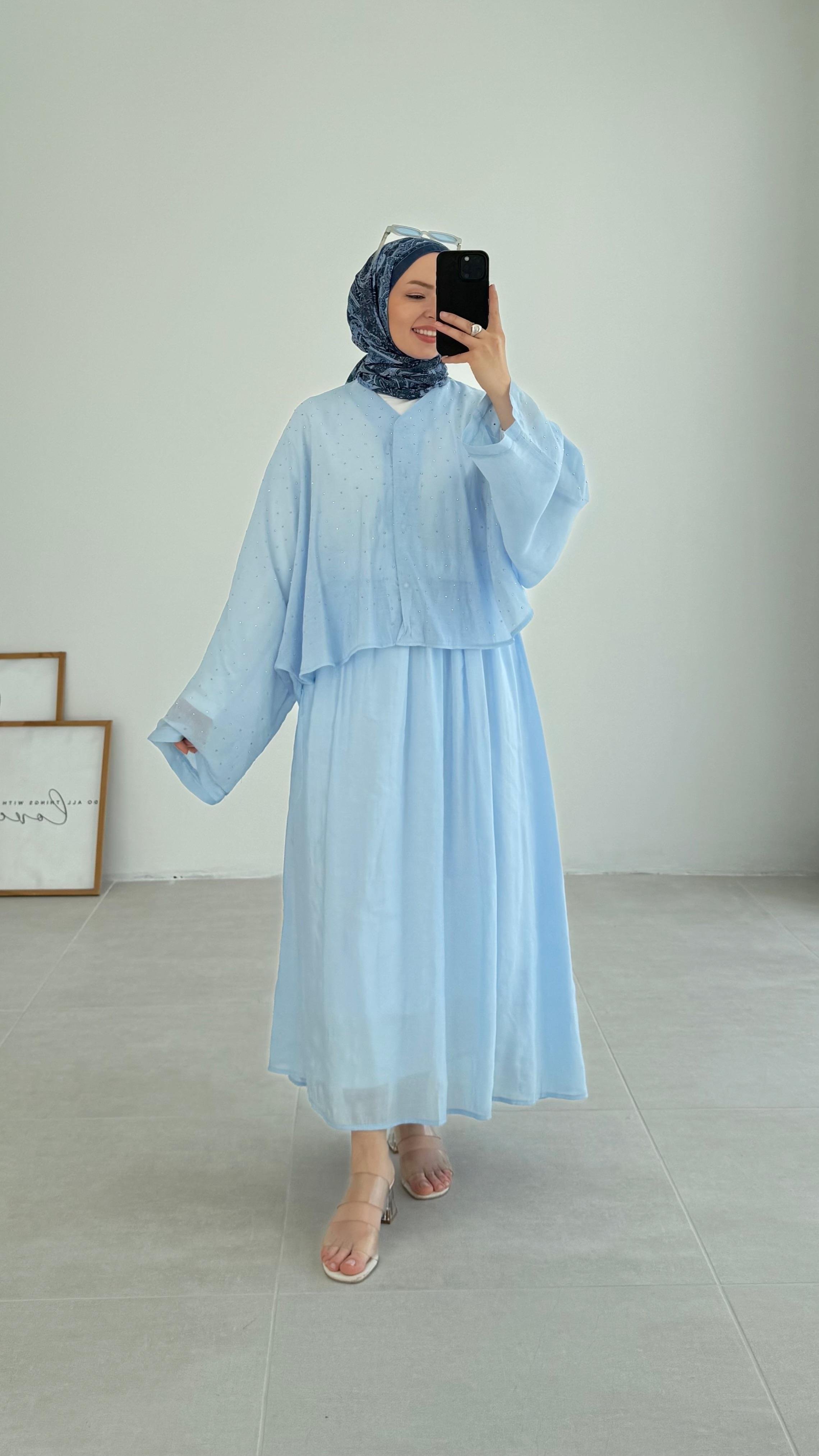 Kanes Pullu Mavi Müslin Takım