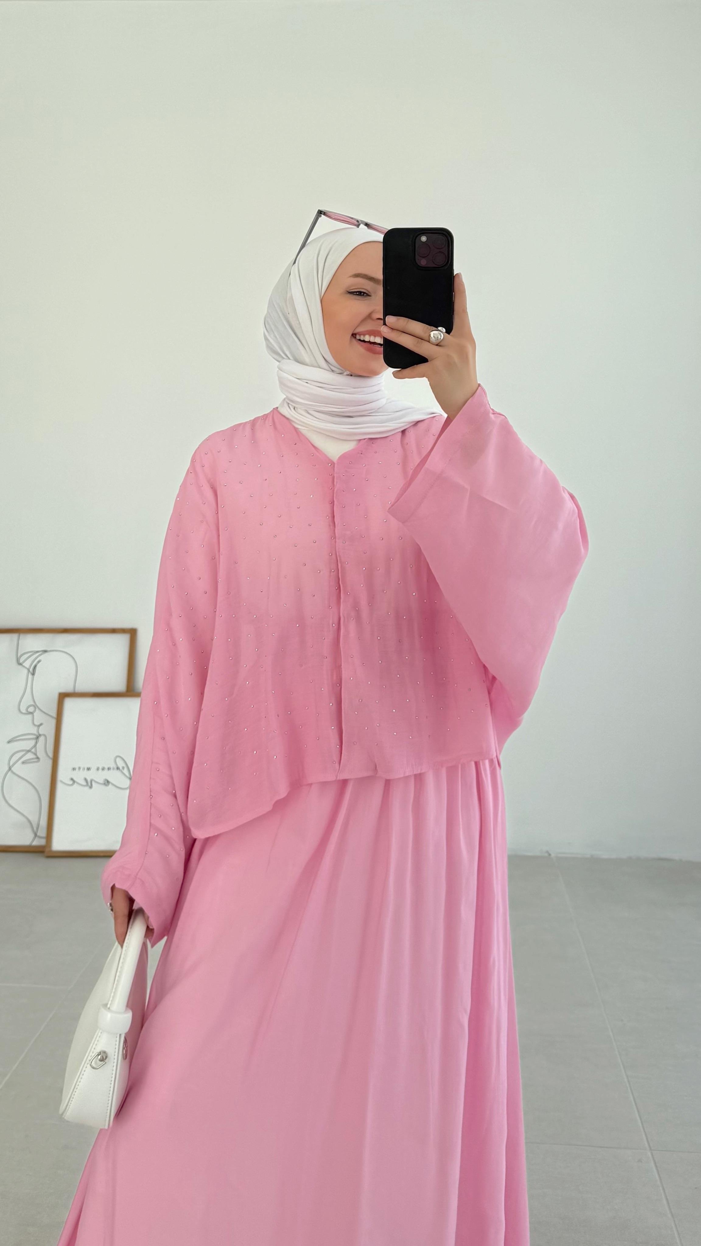 Kanes Pullu Pembe Müslin Takım