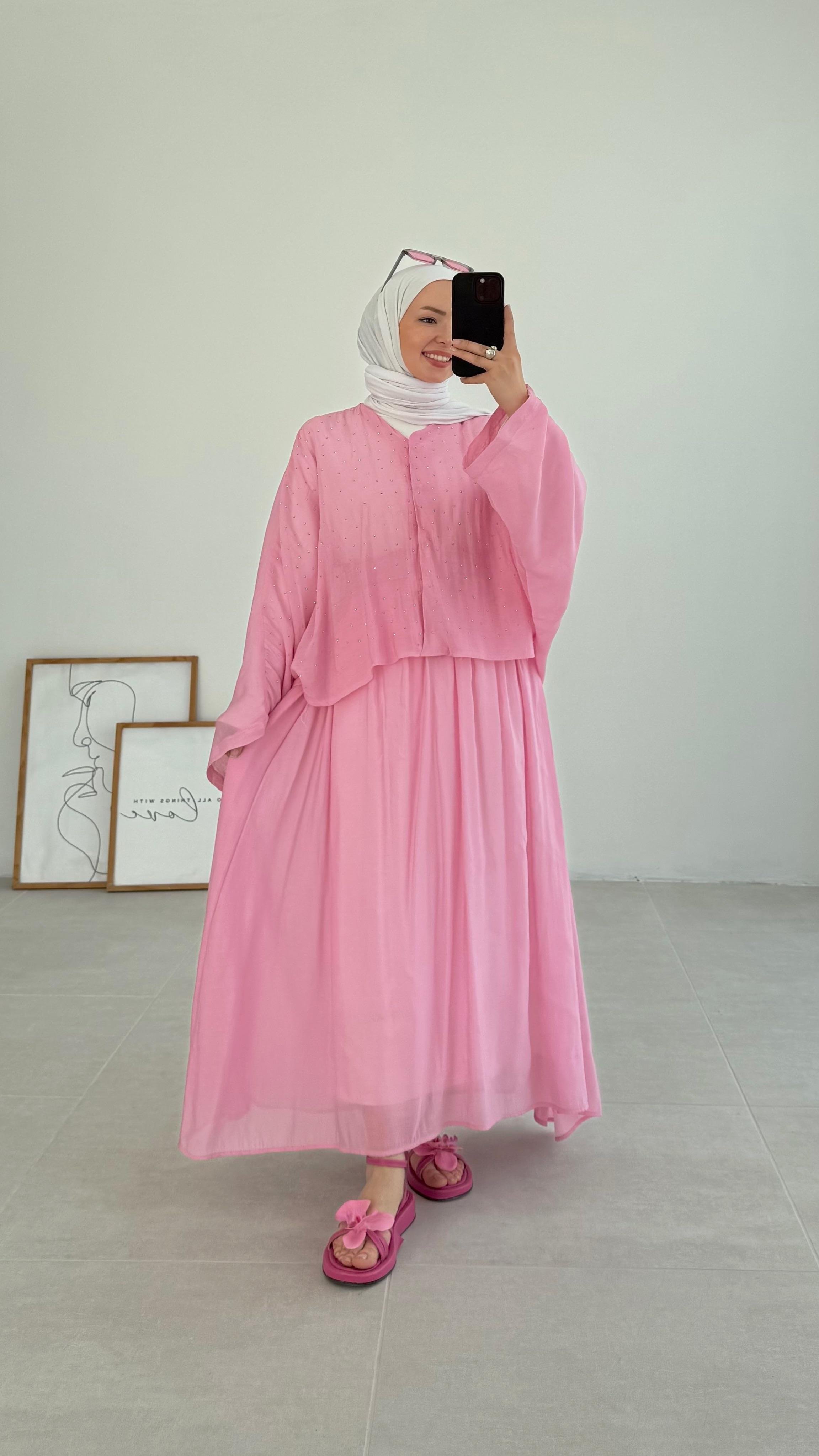 Kanes Pullu Pembe Müslin Takım