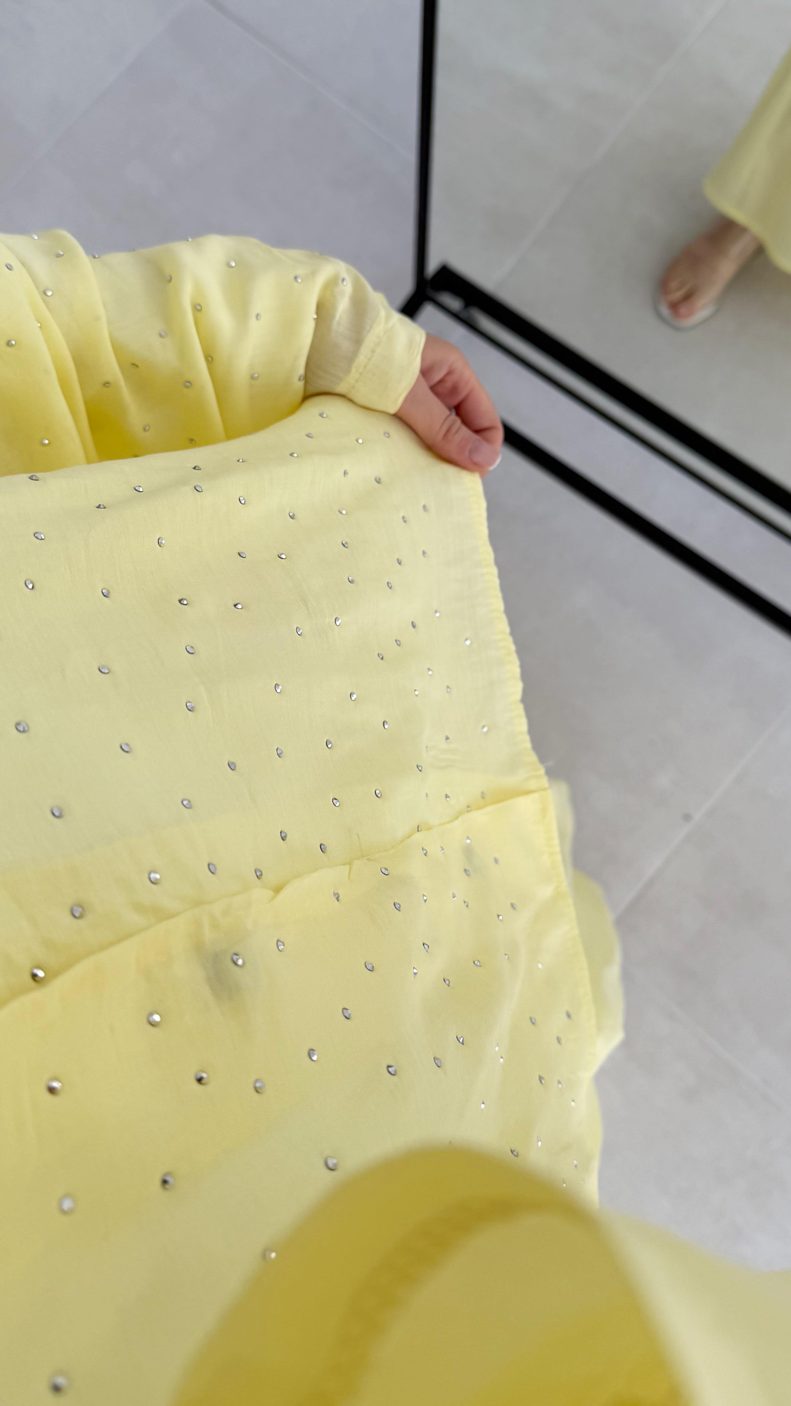 Kanes Pullu Sarı Müslin Takım