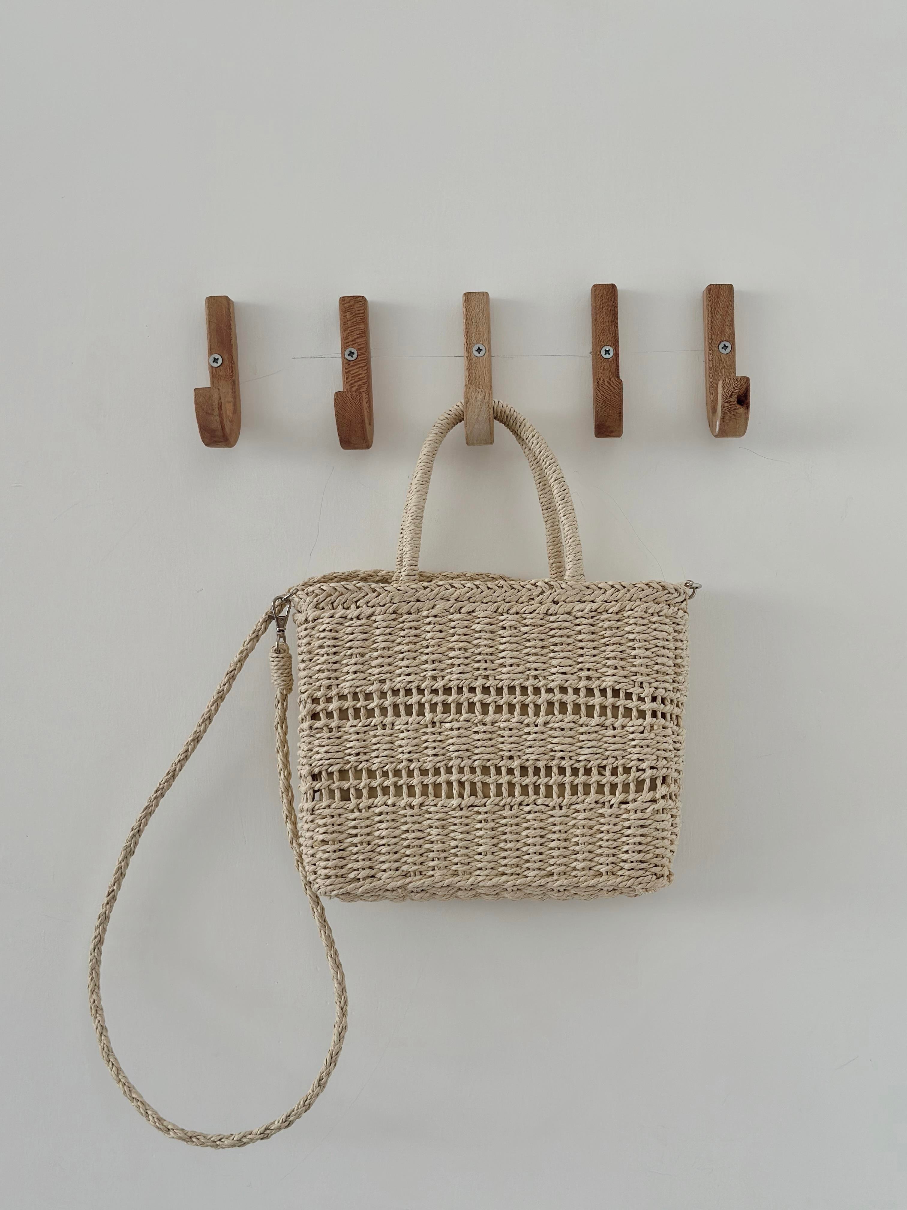 Krem Hasır Çapraz & El Çantası