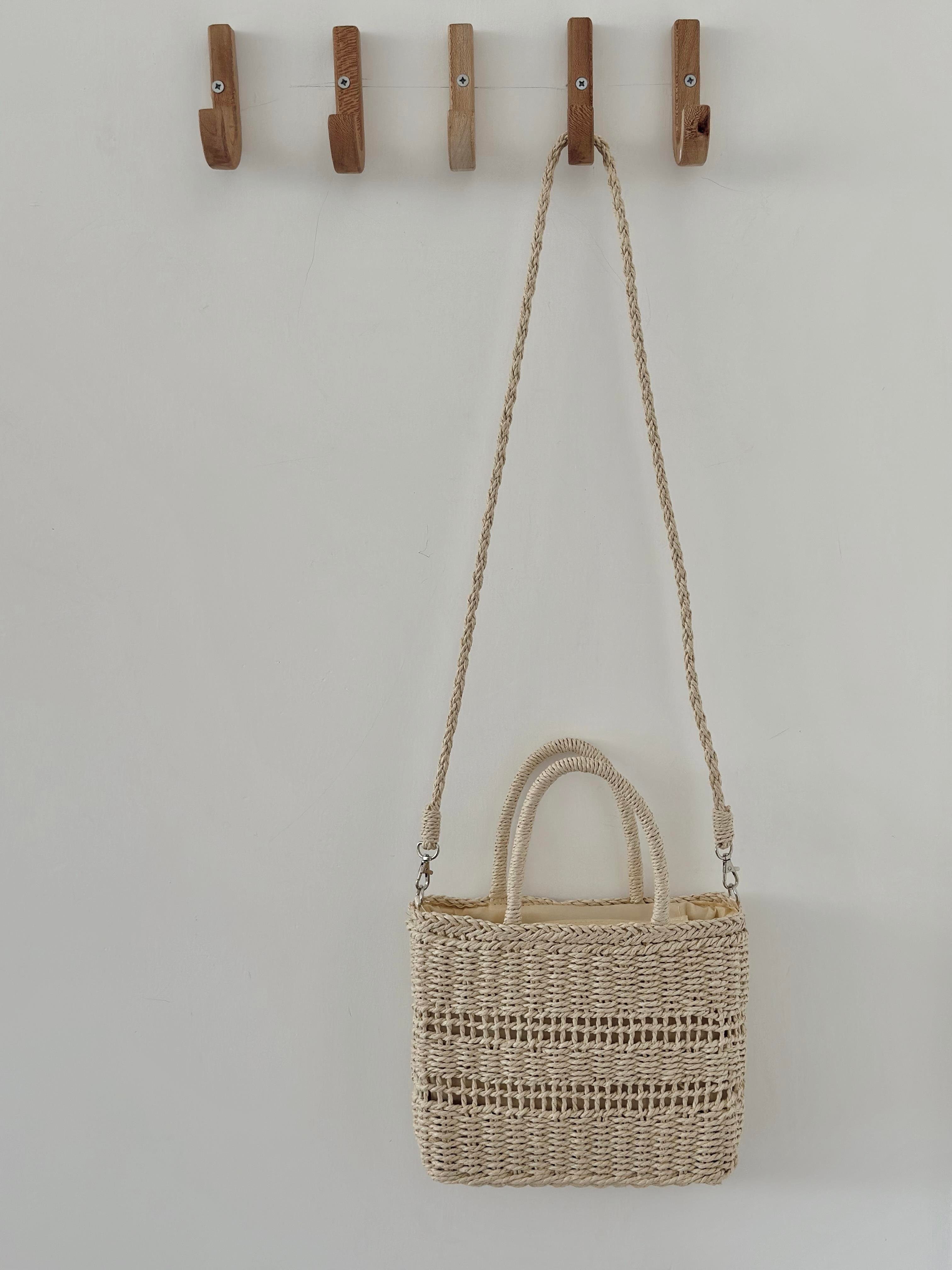 Krem Hasır Çapraz & El Çantası