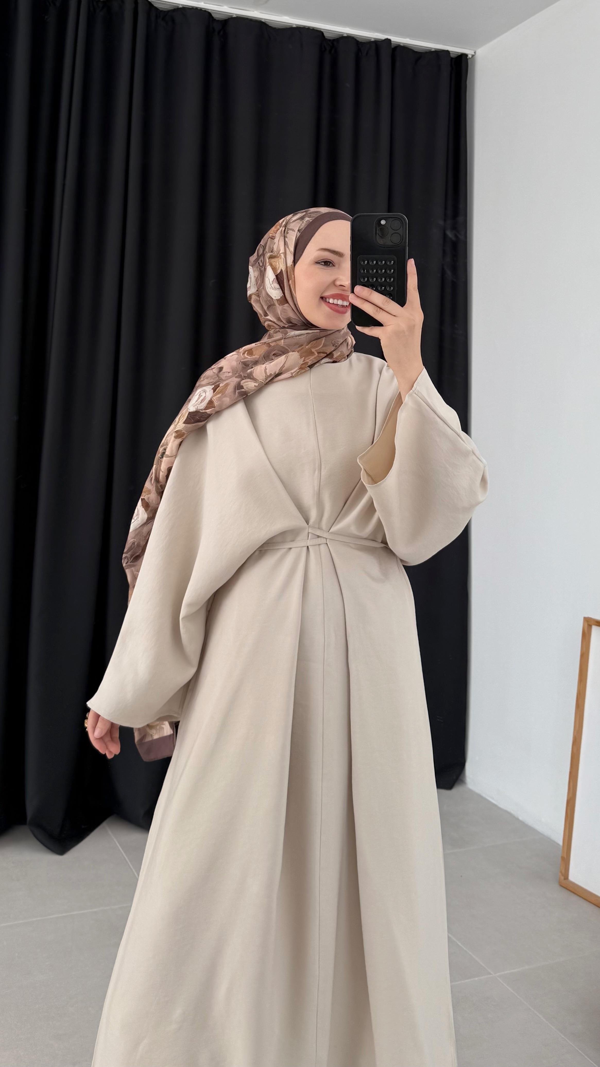 Lanor Tasarım Bağlamalı Premıum Bej Elbise 