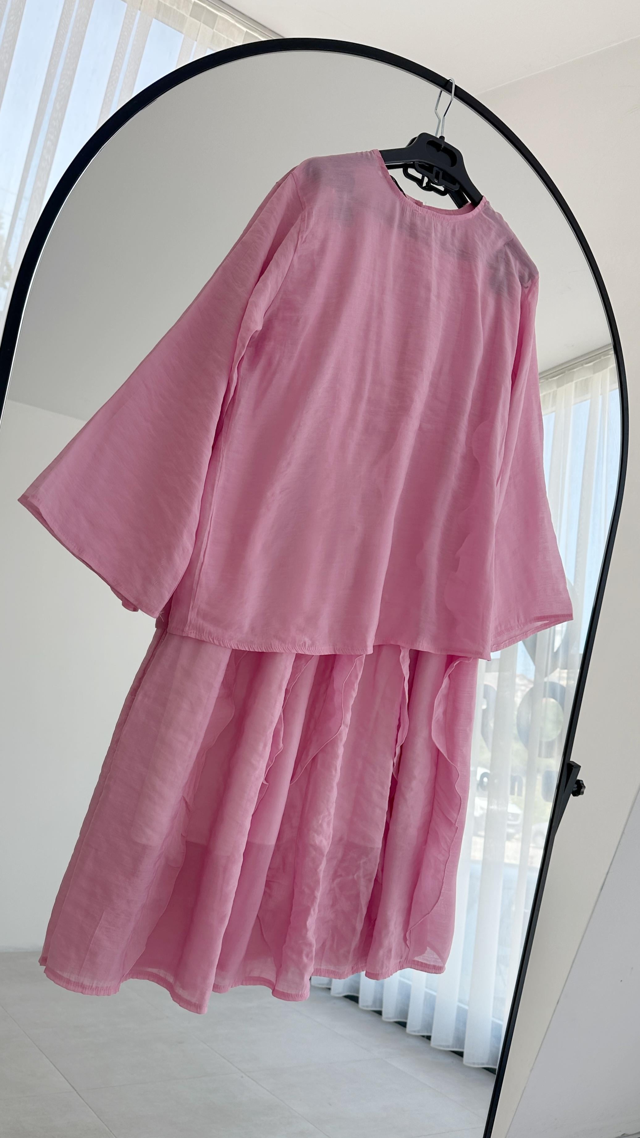 Lanse HM Model Şifon Pembe Etek Takım
