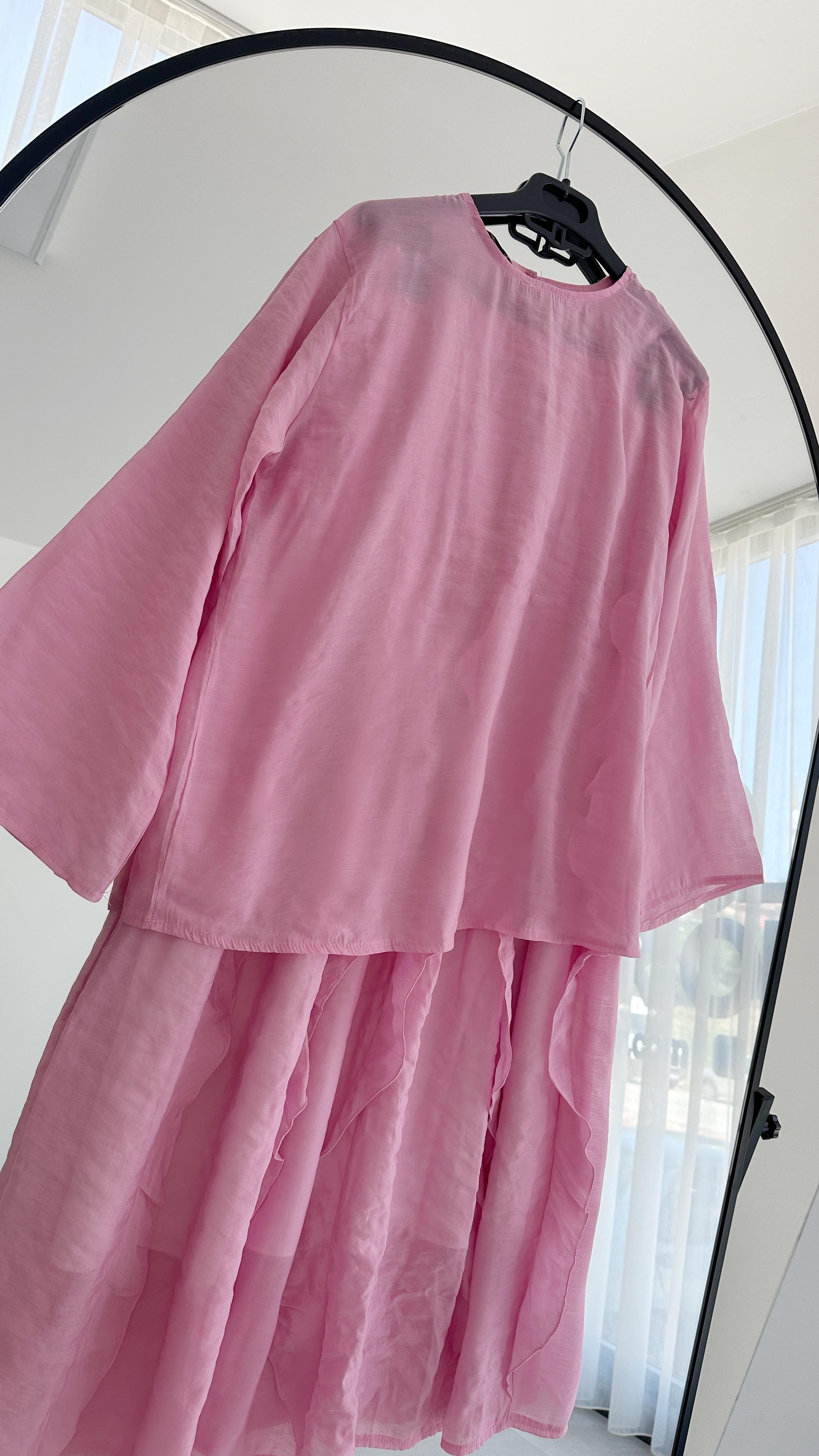 Lanse HM Model Şifon Pembe Etek Takım