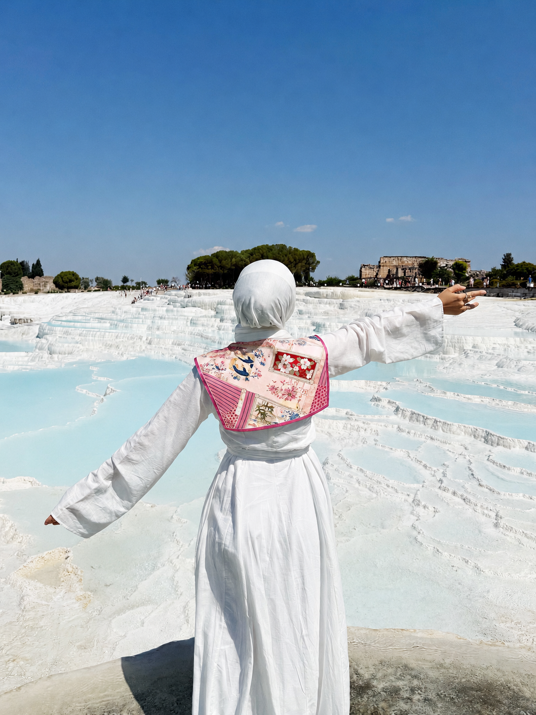 Lesa Desenli Pembe Omuz Fular Şal (NO 2)
