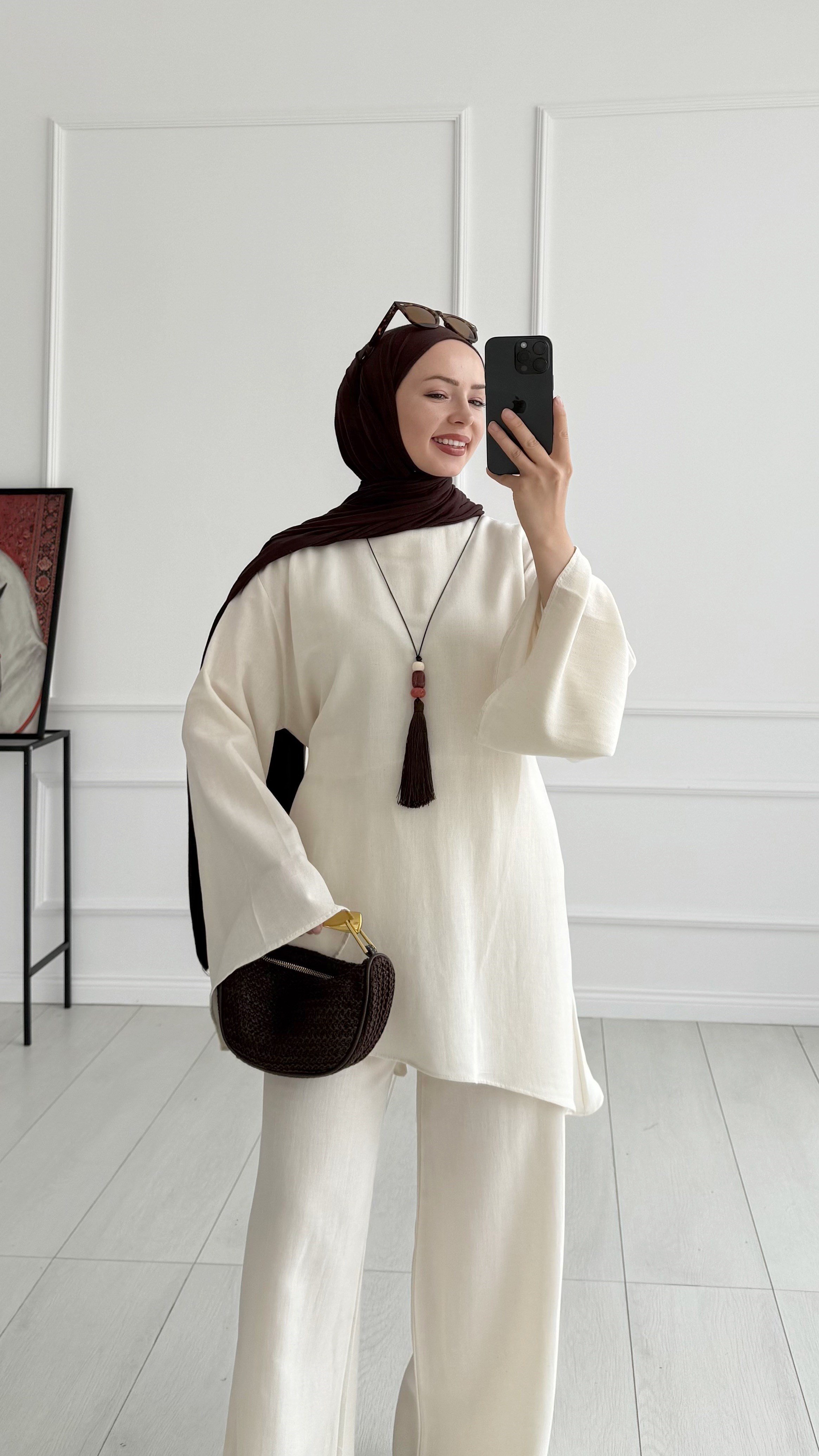 Loni Tasarım Model Keten Bej Takım