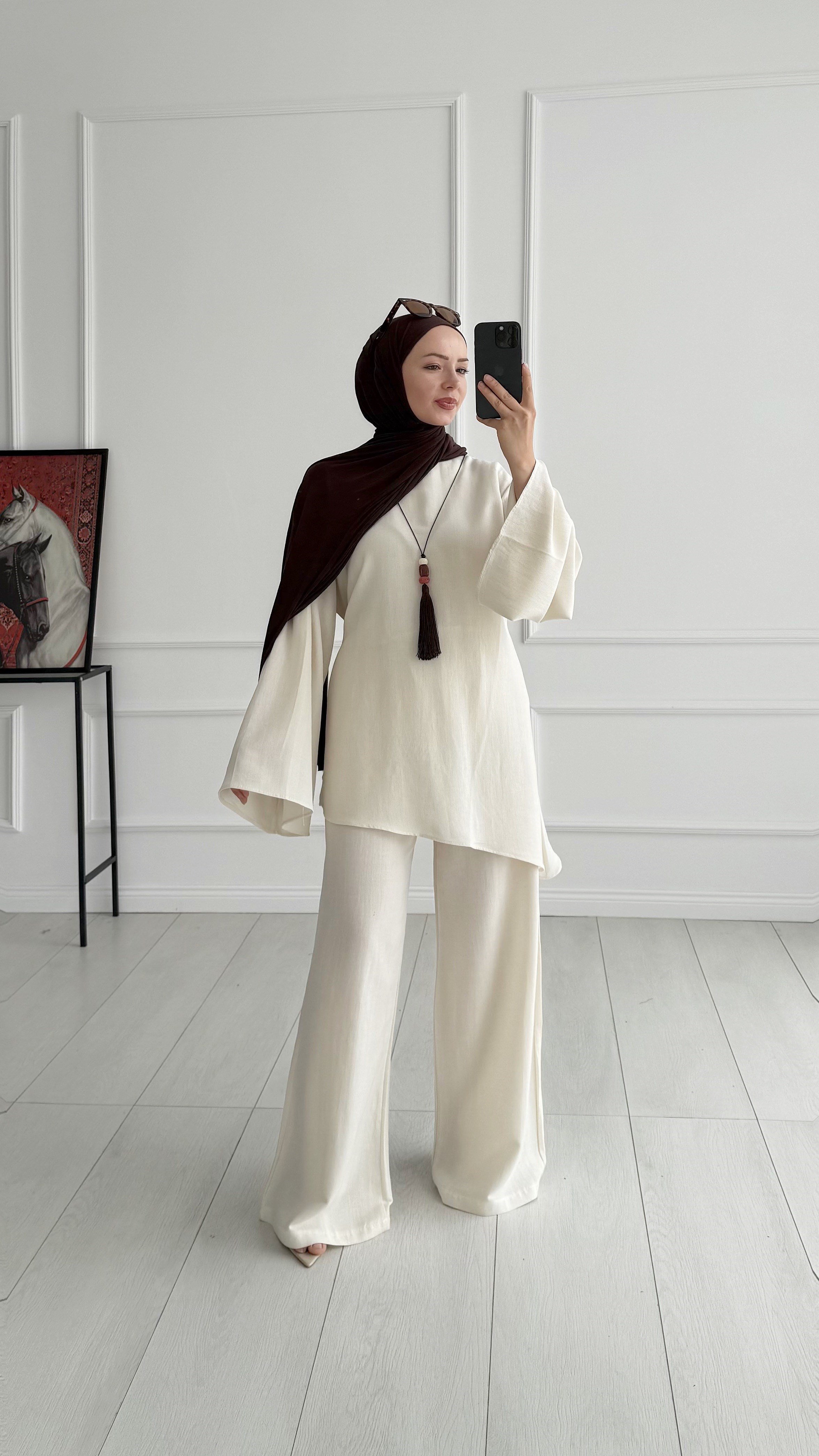 Loni Tasarım Model Keten Bej Takım