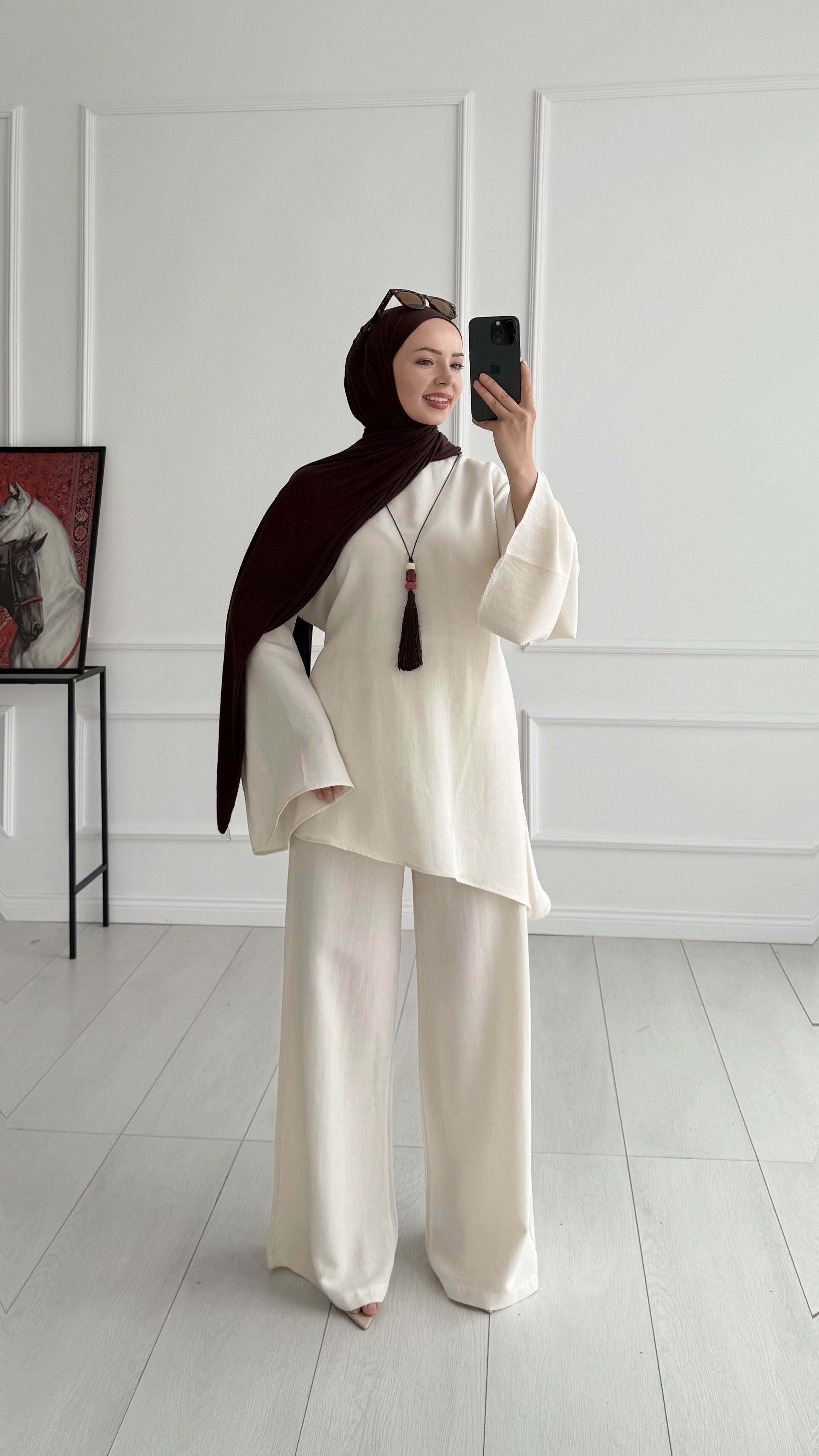 Loni Tasarım Model Keten Bej Takım