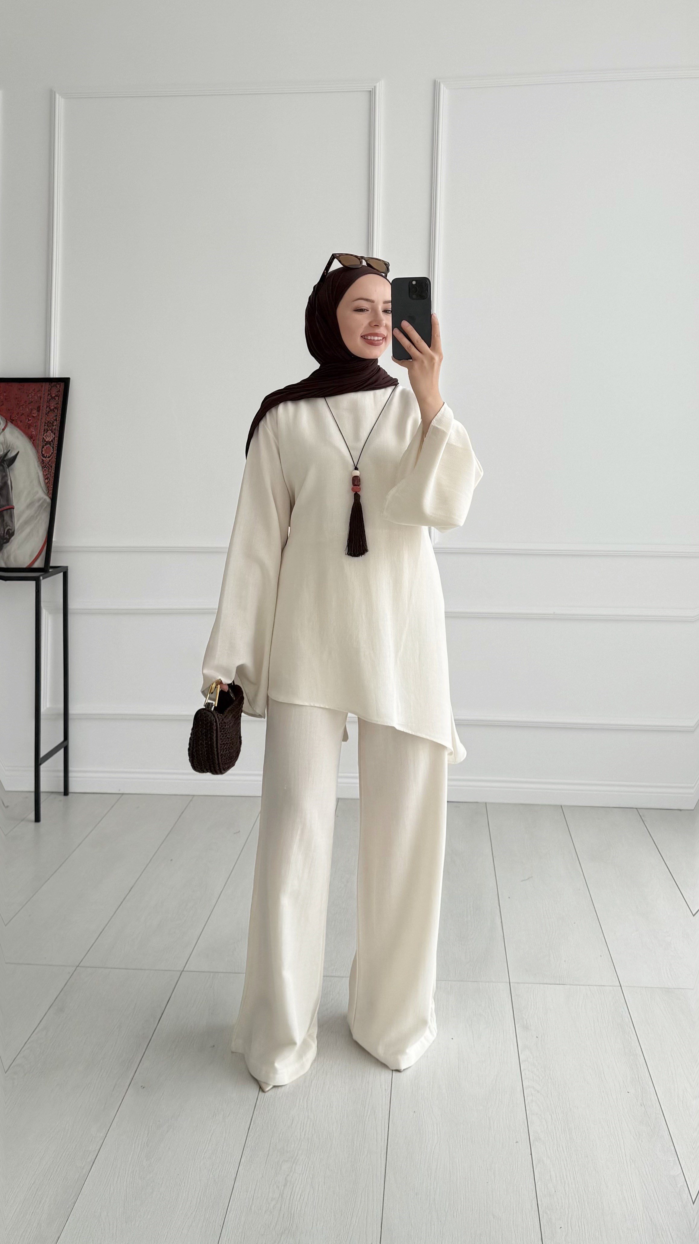 Loni Tasarım Model Keten Bej Takım