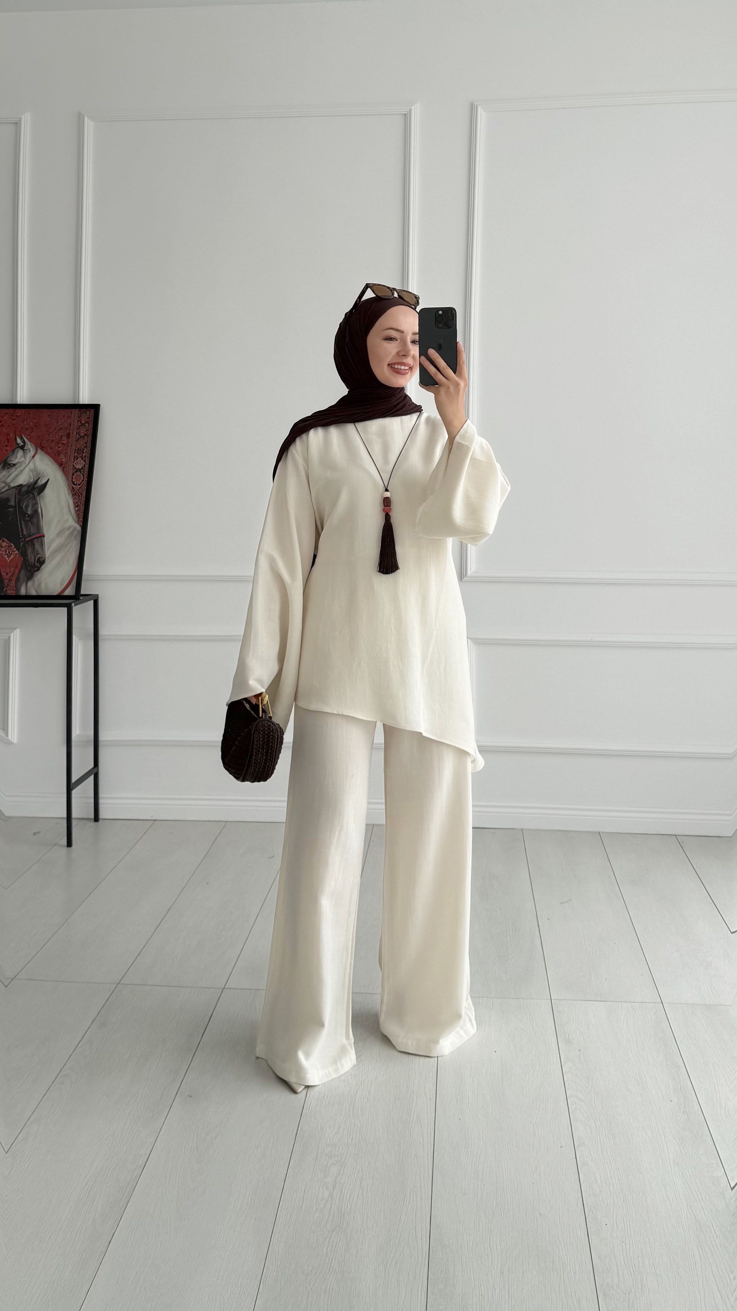 Loni Tasarım Model Keten Bej Takım