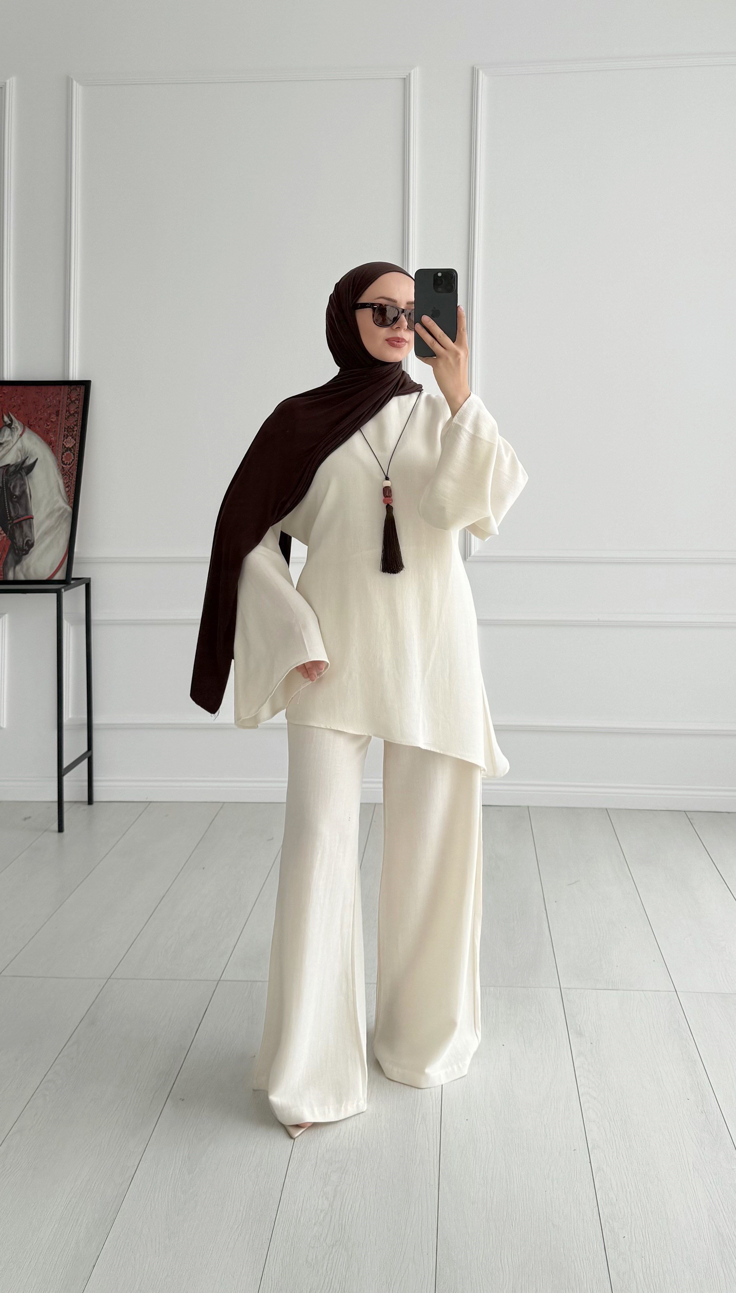 Loni Tasarım Model Keten Bej Takım
