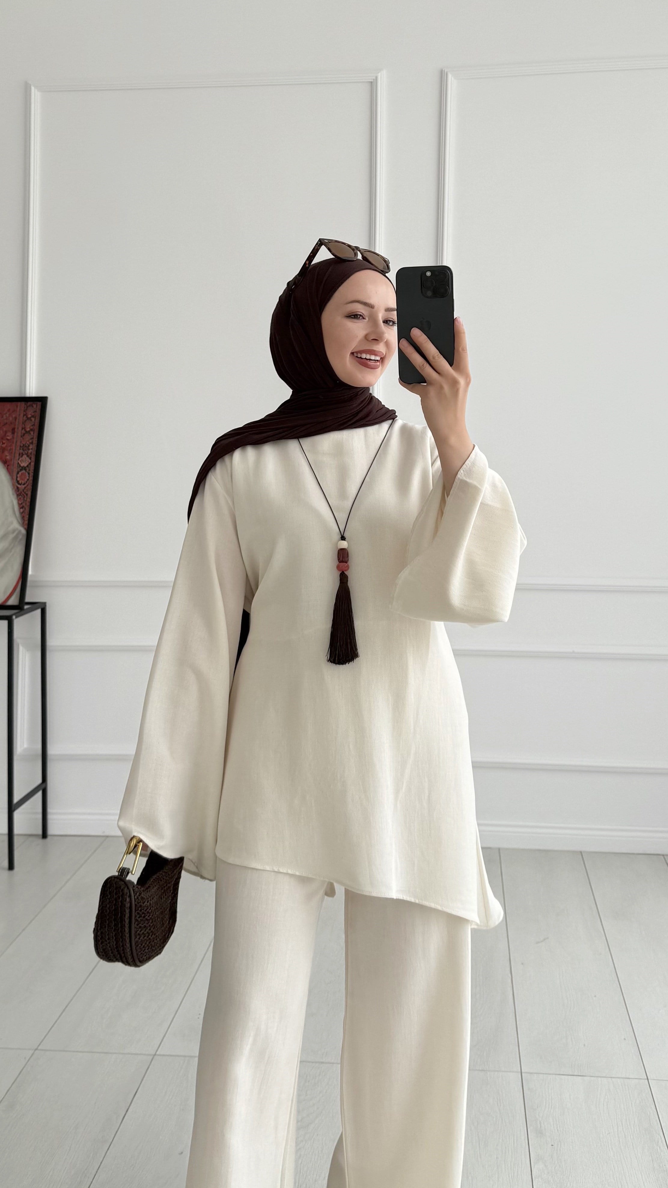 Loni Tasarım Model Keten Bej Takım