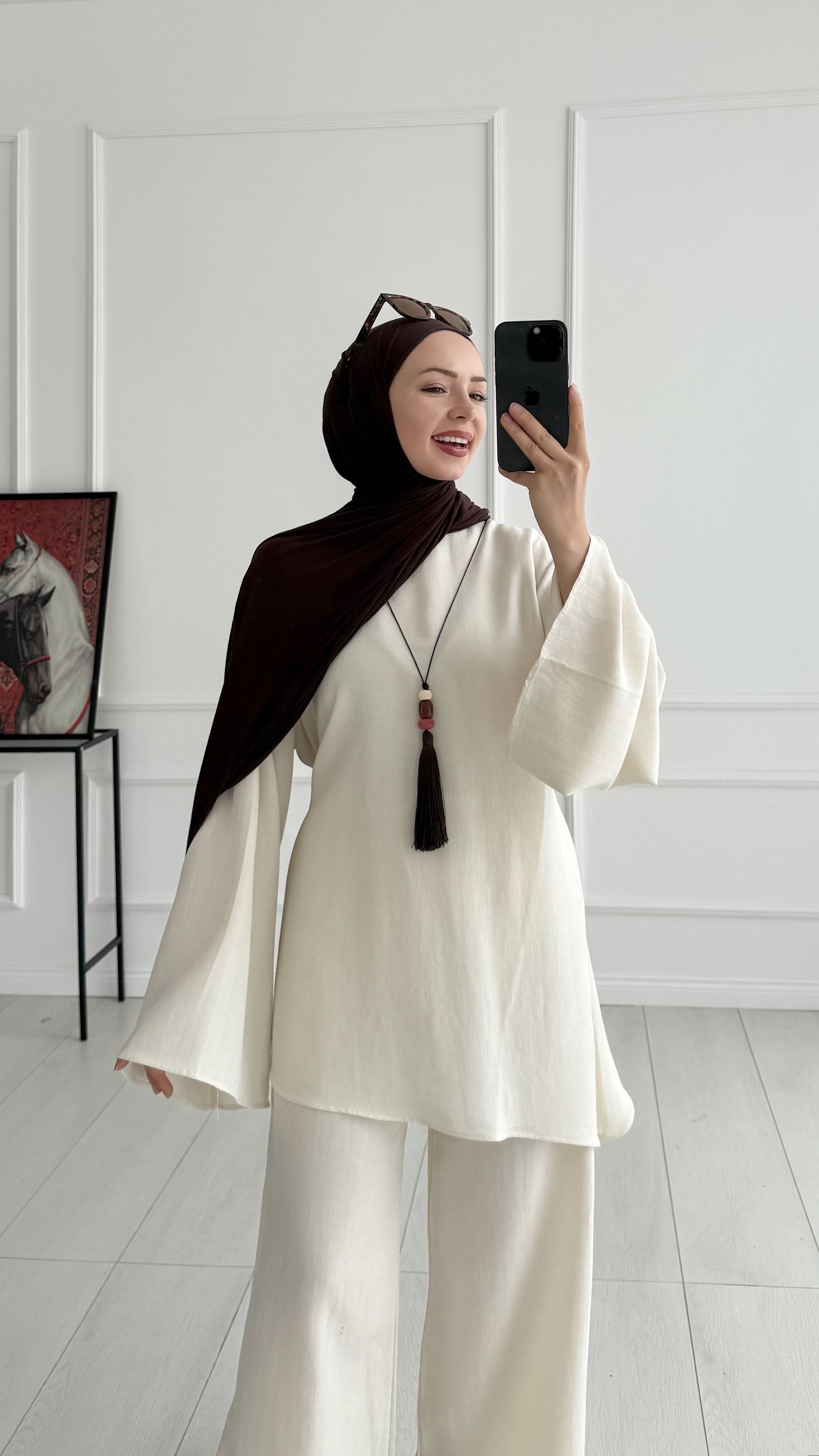 Loni Tasarım Model Keten Bej Takım