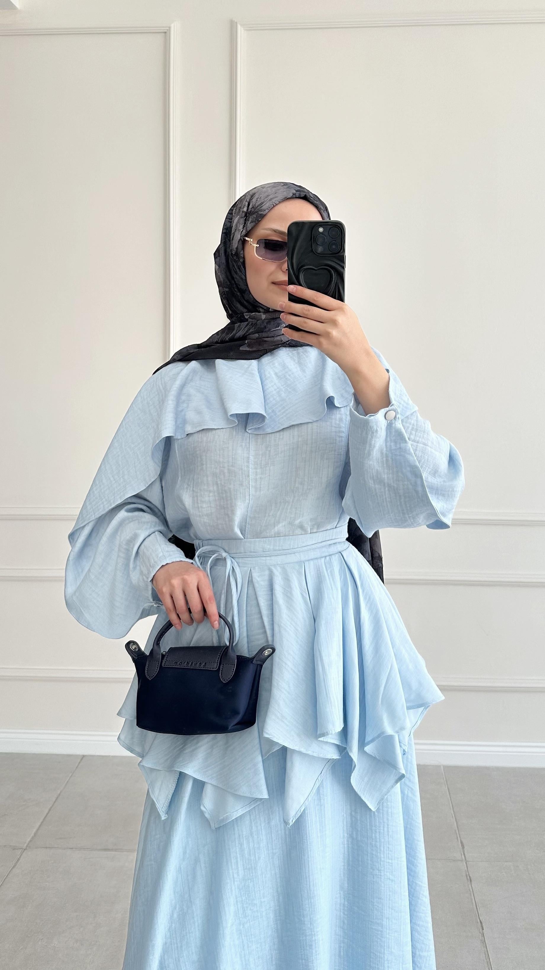 Olivia Müslin Mavi Etek Takım