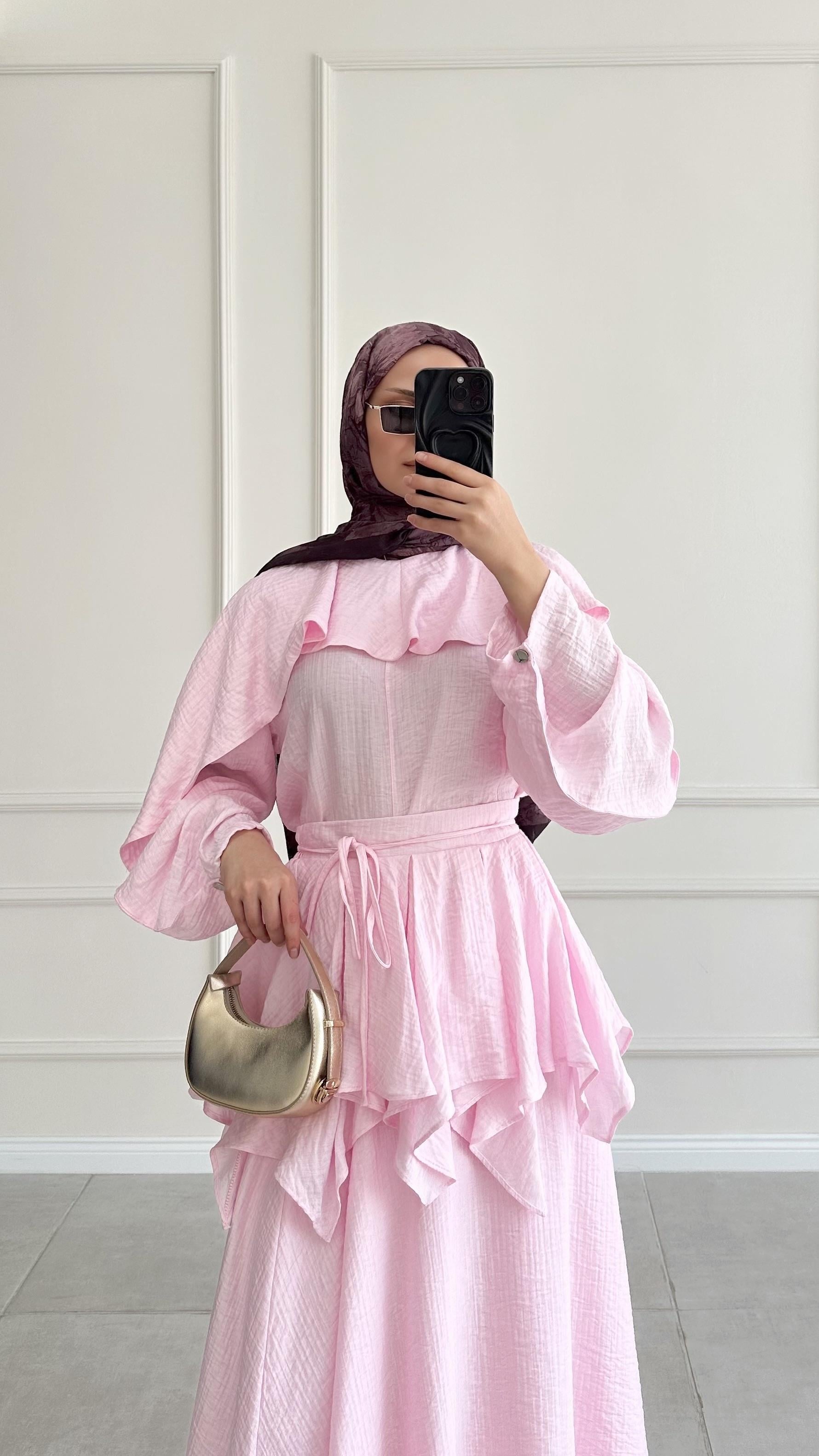 Olivia Müslin Pembe Etek Takım