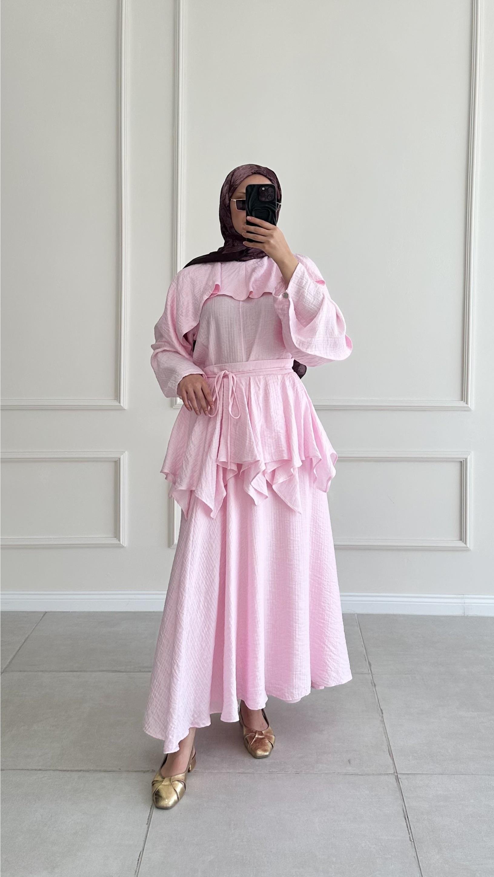 Olivia Müslin Pembe Etek Takım