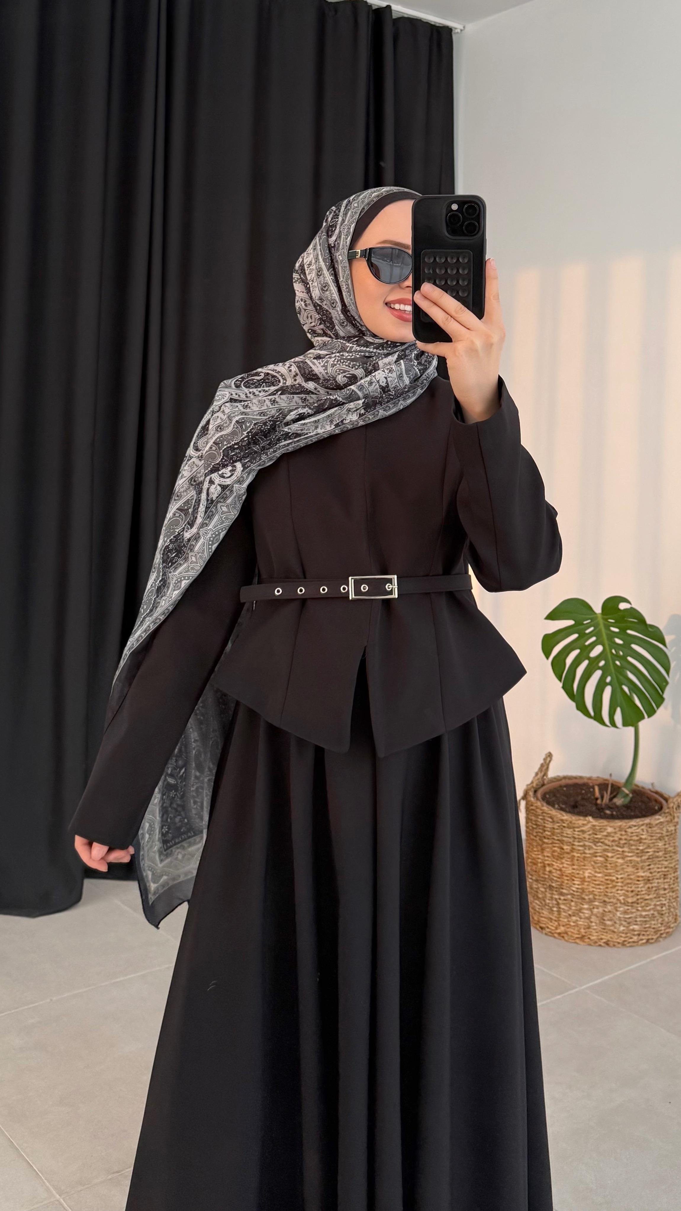 Panel Premıum Yırtmaç Detaylı Siyah Takım