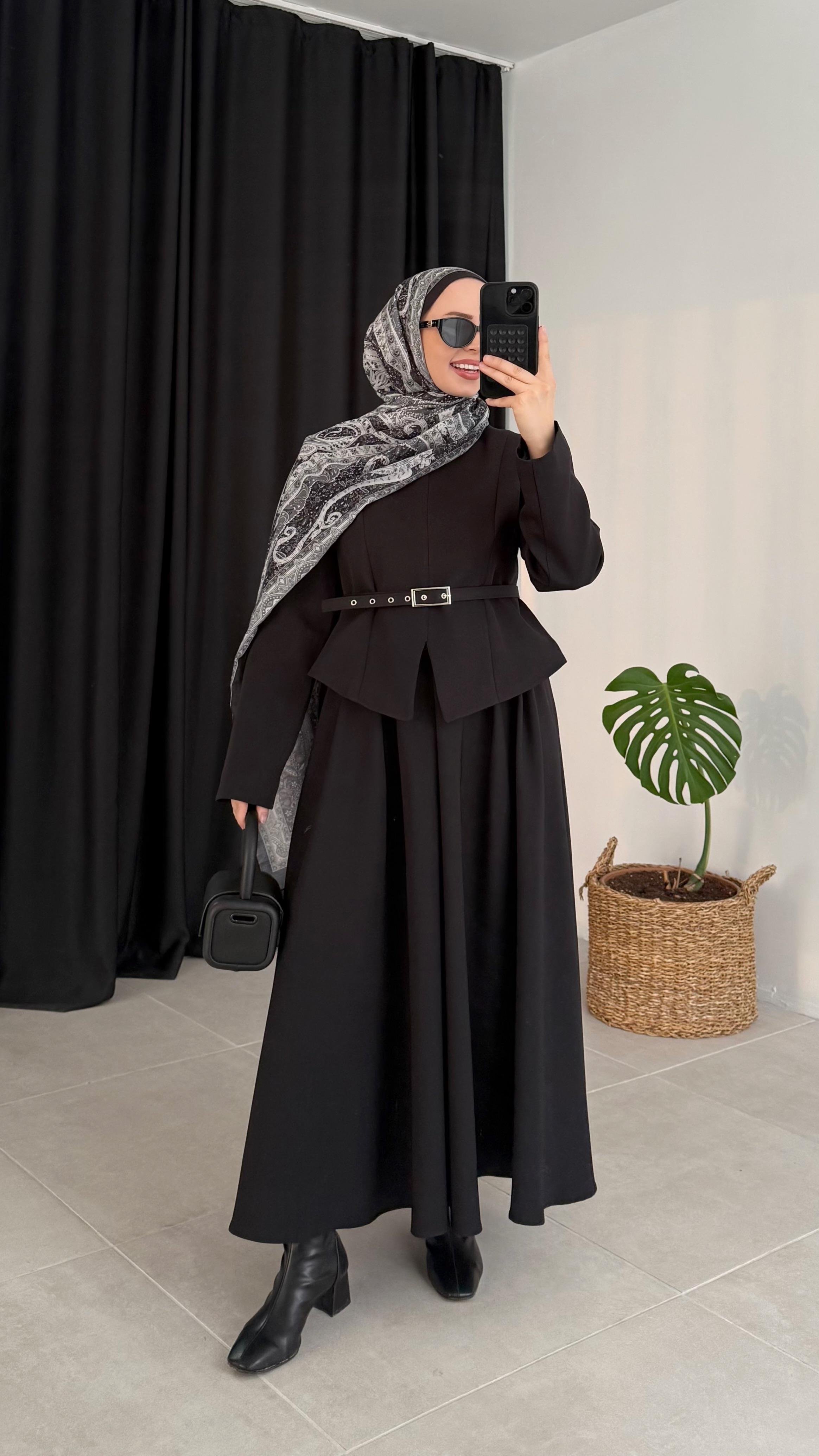 Panel Premıum Yırtmaç Detaylı Siyah Takım