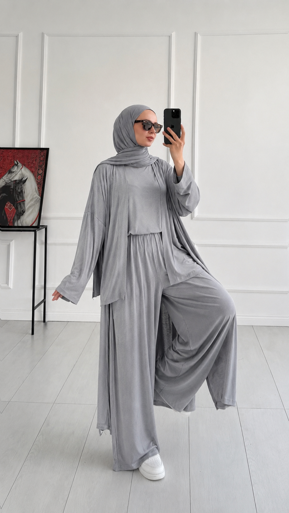 Pery Oversize Gri Üçlü Eşofman Takım