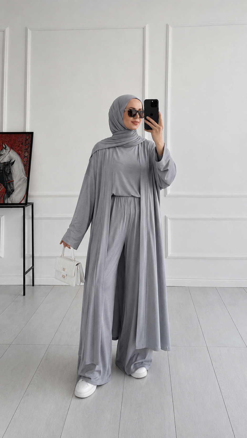 Pery Oversize Gri Üçlü Eşofman Takım