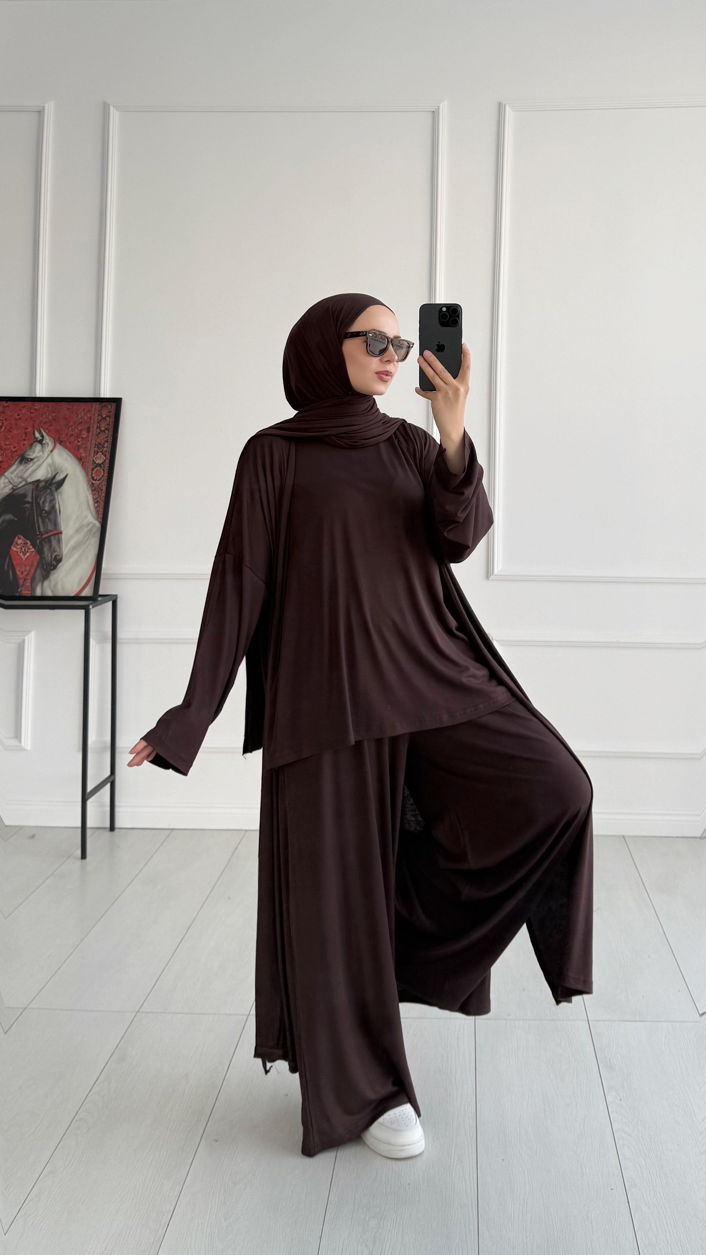 Pery Oversize Kahverengi Üçlü Eşofman Takım