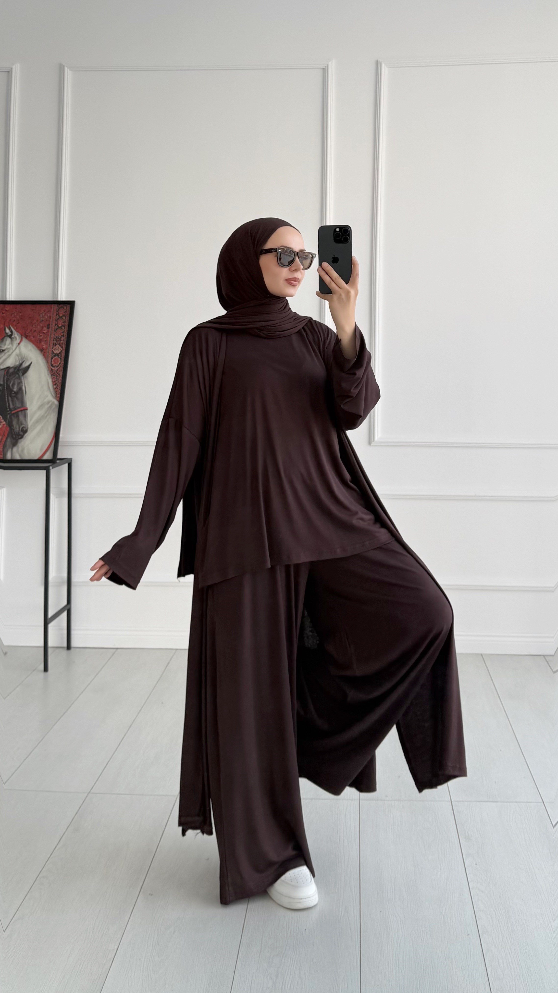 Pery Oversize Kahverengi Üçlü Eşofman Takım