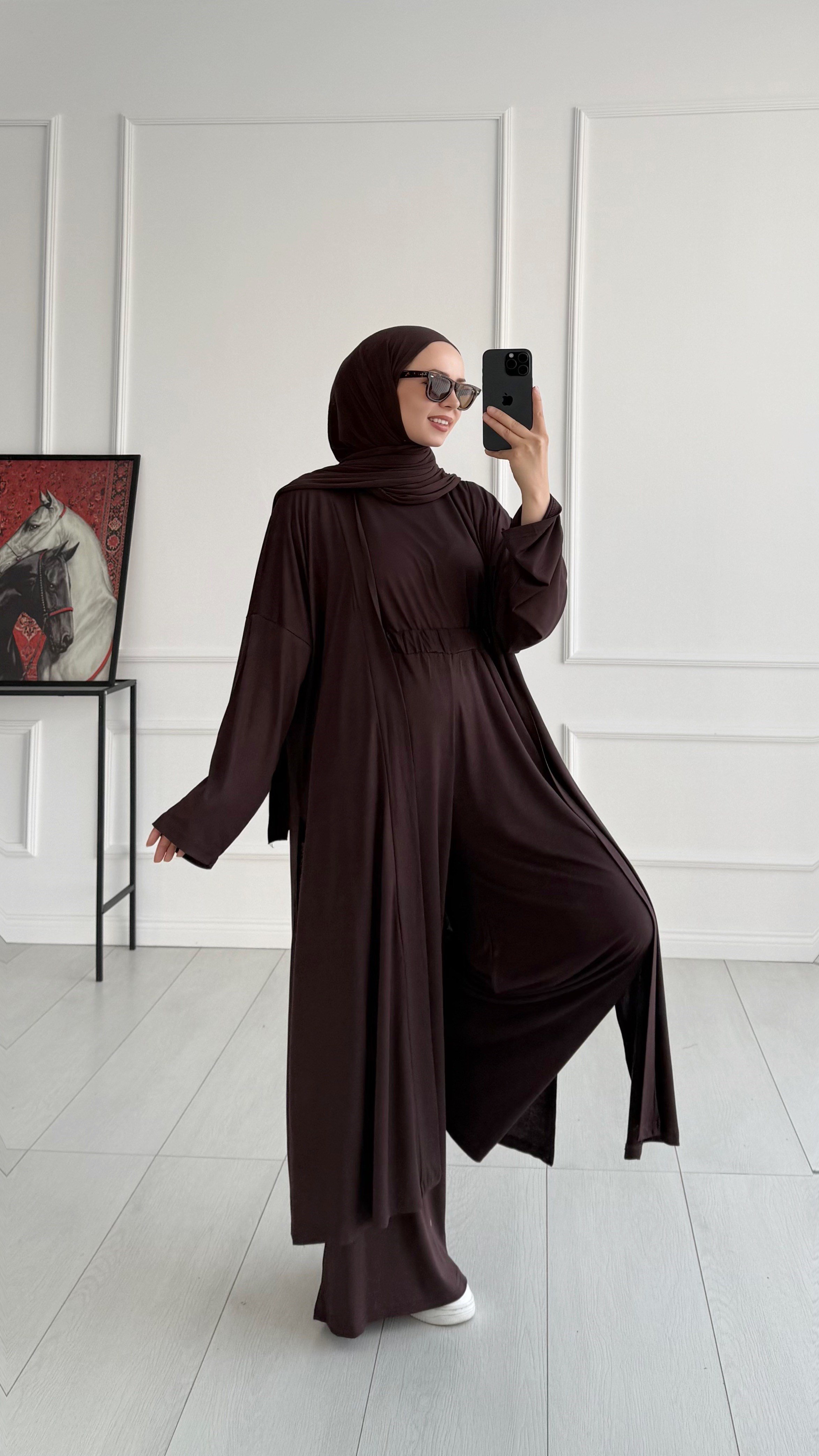 Pery Oversize Kahverengi Üçlü Eşofman Takım