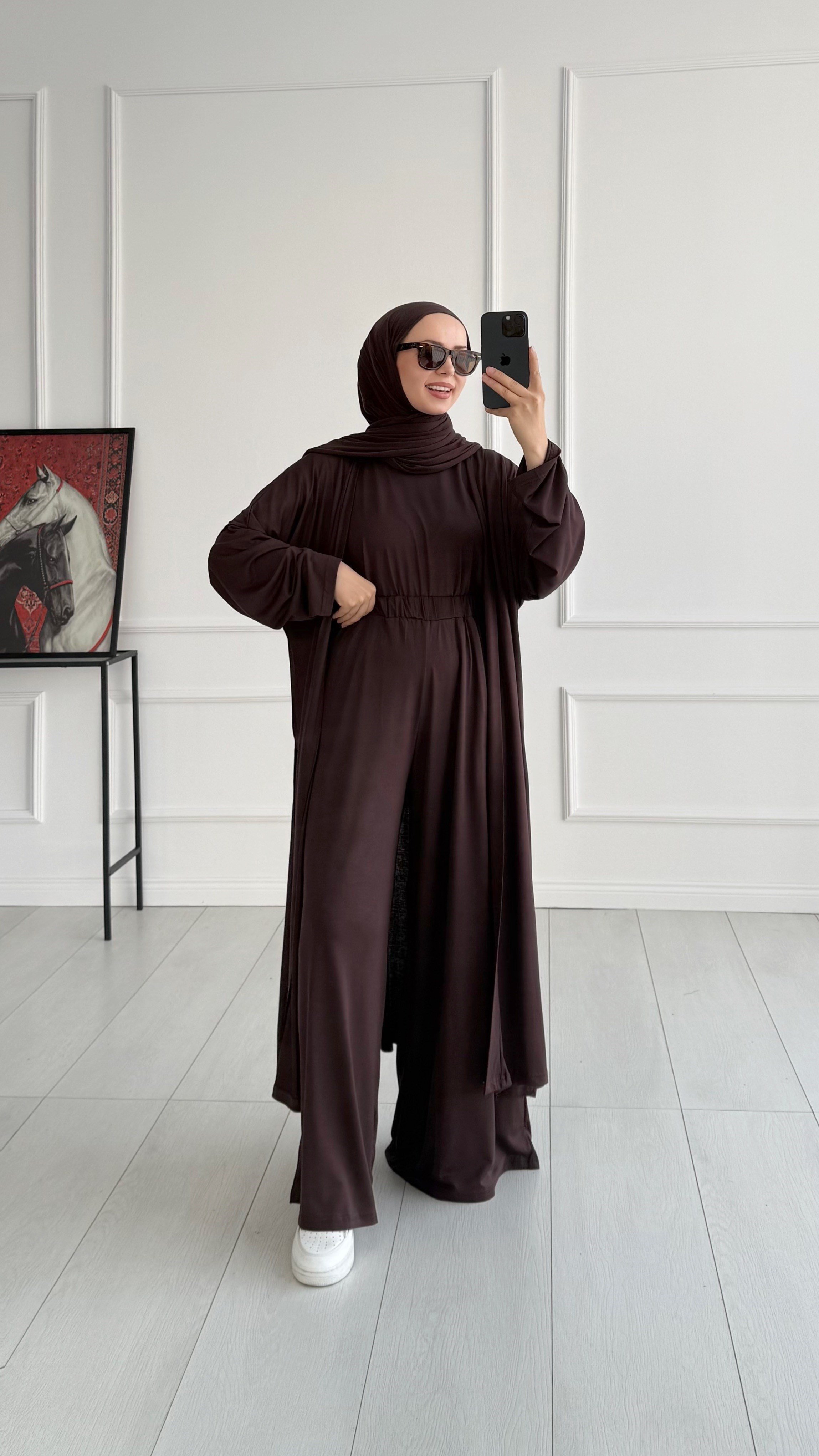 Pery Oversize Kahverengi Üçlü Eşofman Takım
