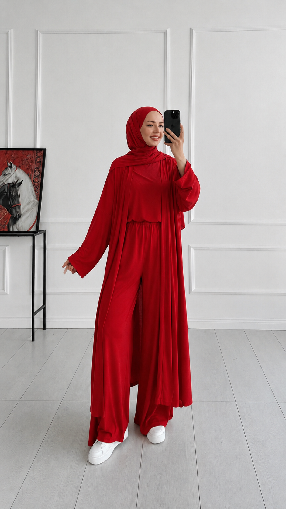 Pery Oversize Kırmızı Üçlü Eşofman Takım