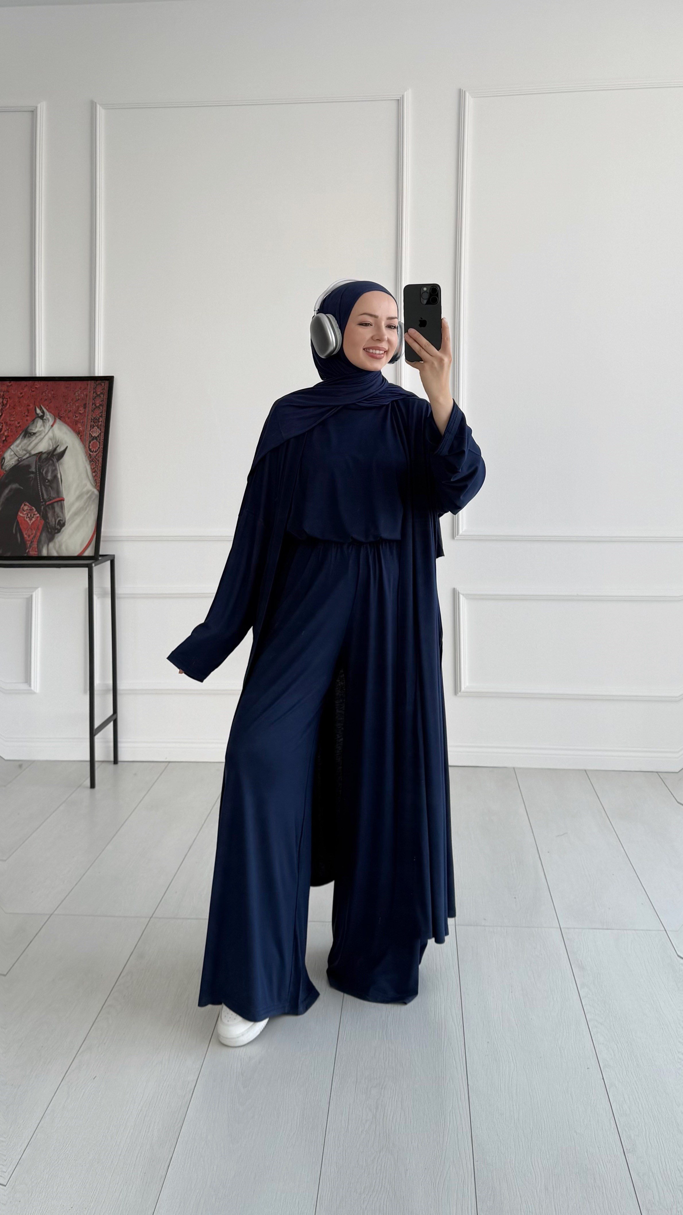 Pery Oversize Lacivert Üçlü Eşofman Takım