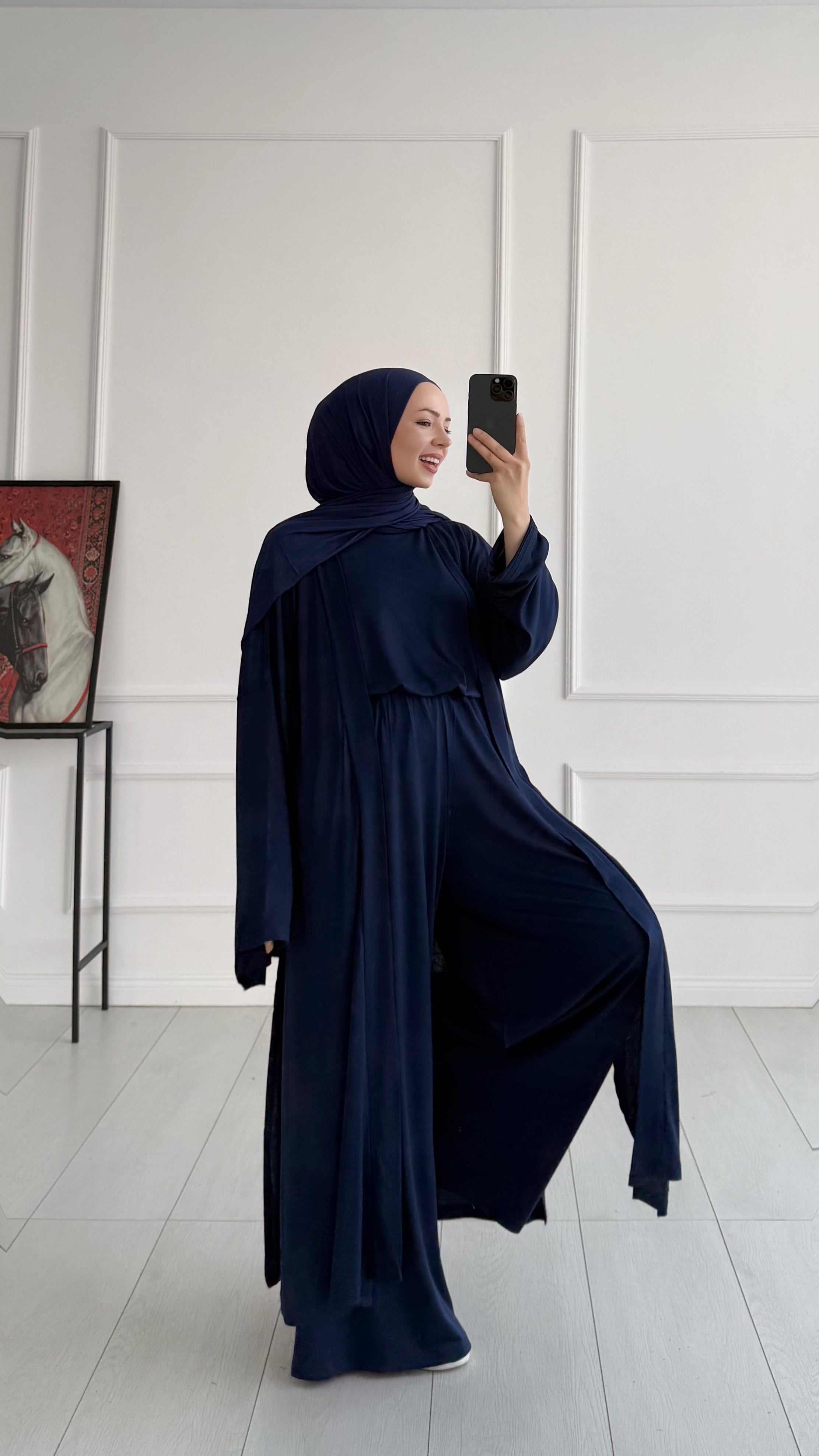 Pery Oversize Lacivert Üçlü Eşofman Takım