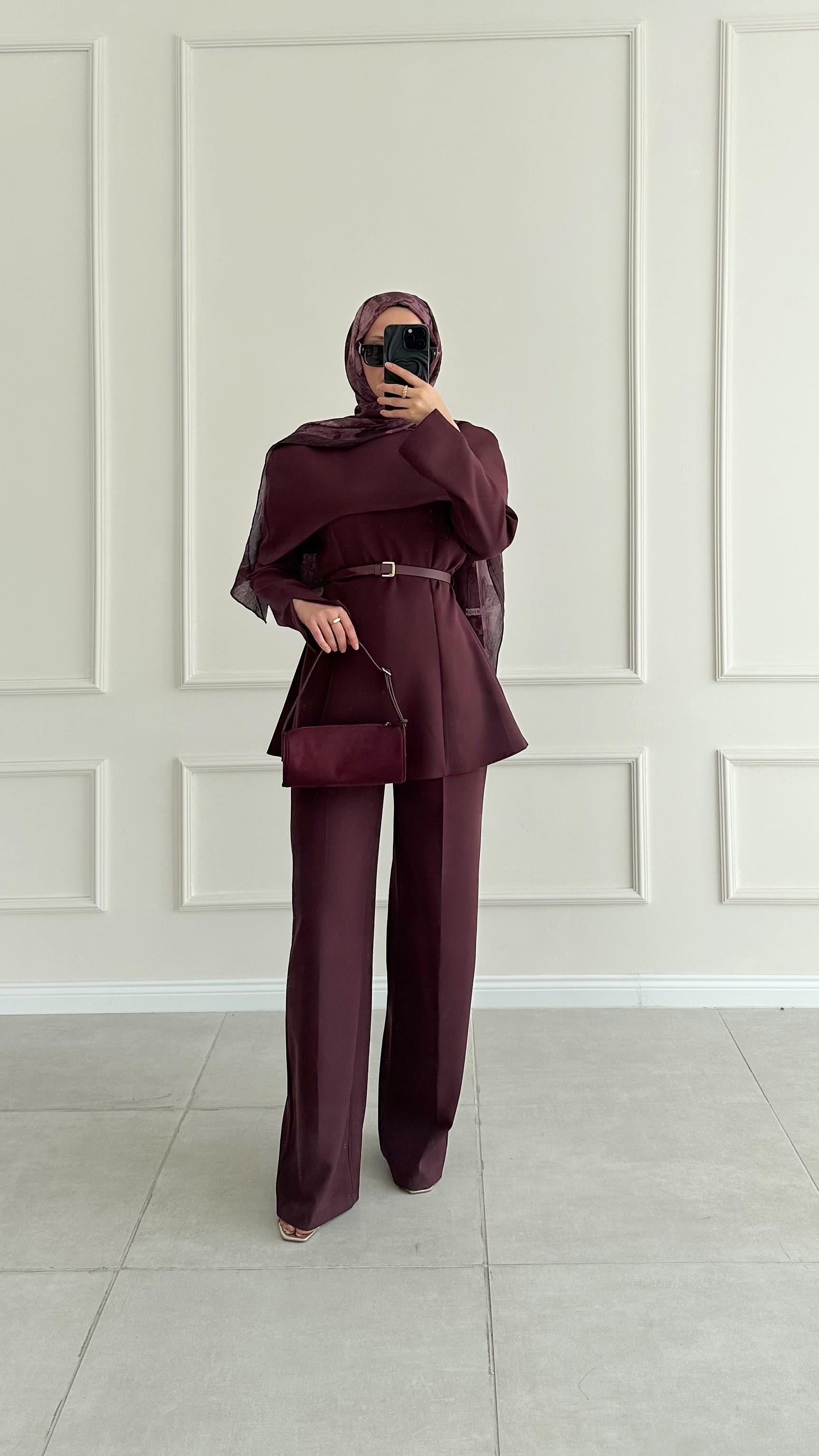 Ranto Bolerolu Pantolonlu Bordo Takım 