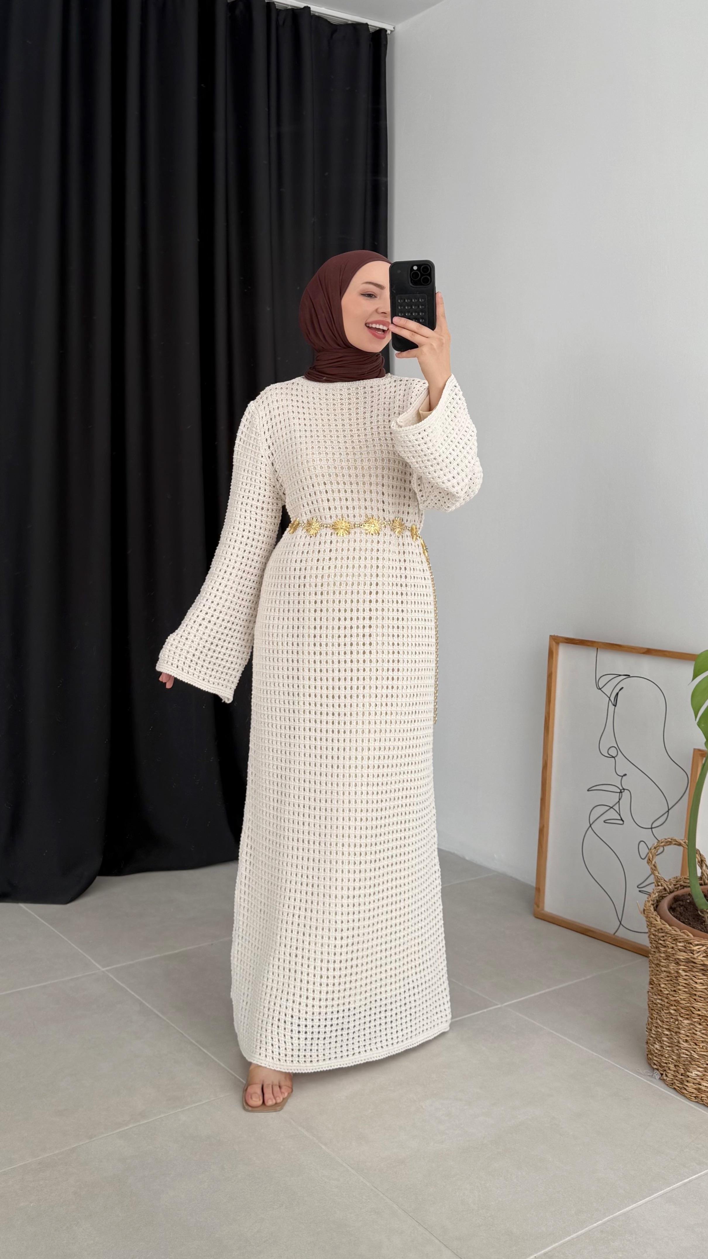 Rasel Hm Ajurlu Premıum Bej Elbise 