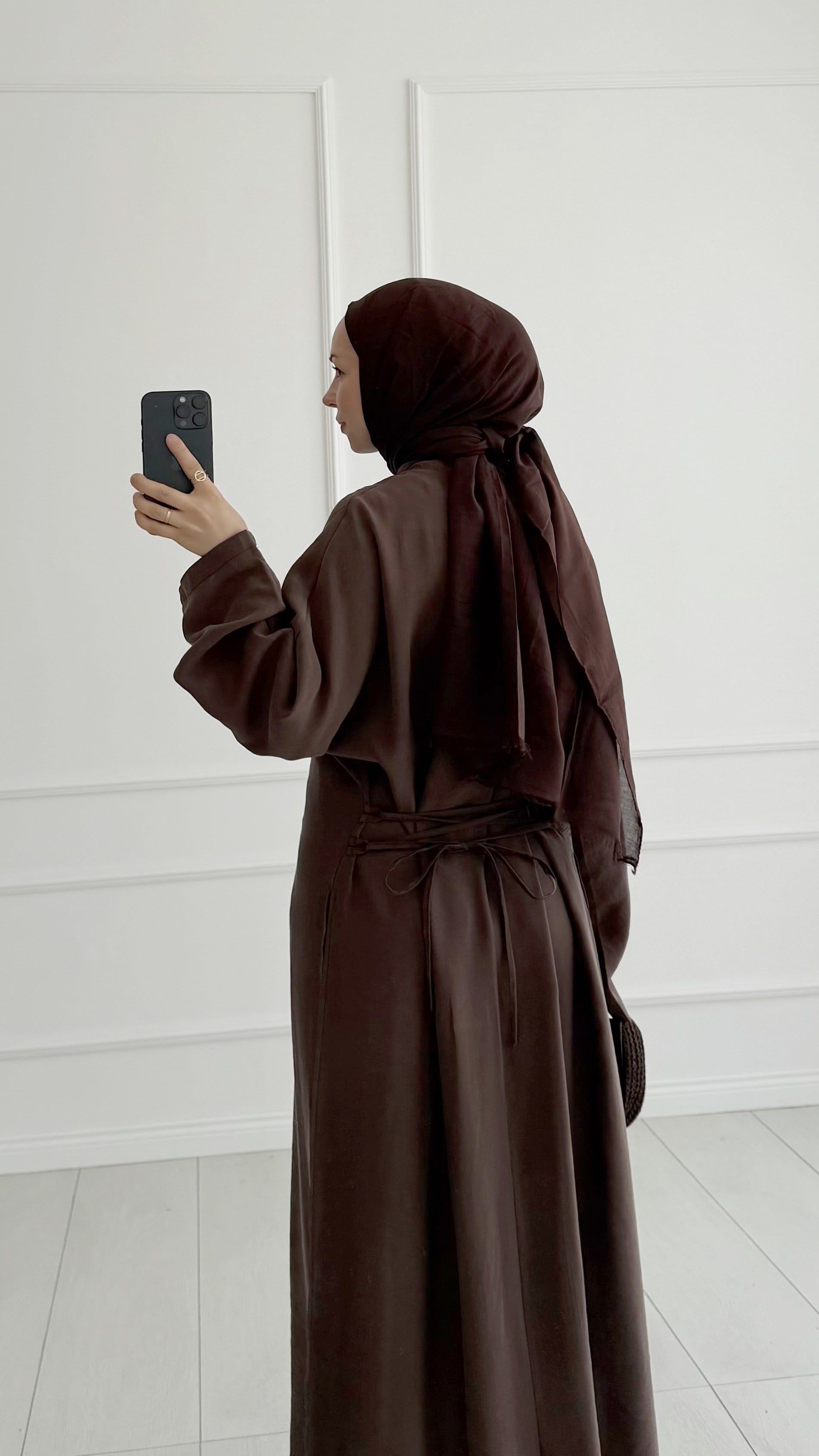 Rona Arabic Yırtmaçlı Kahverengi İpli Tunik