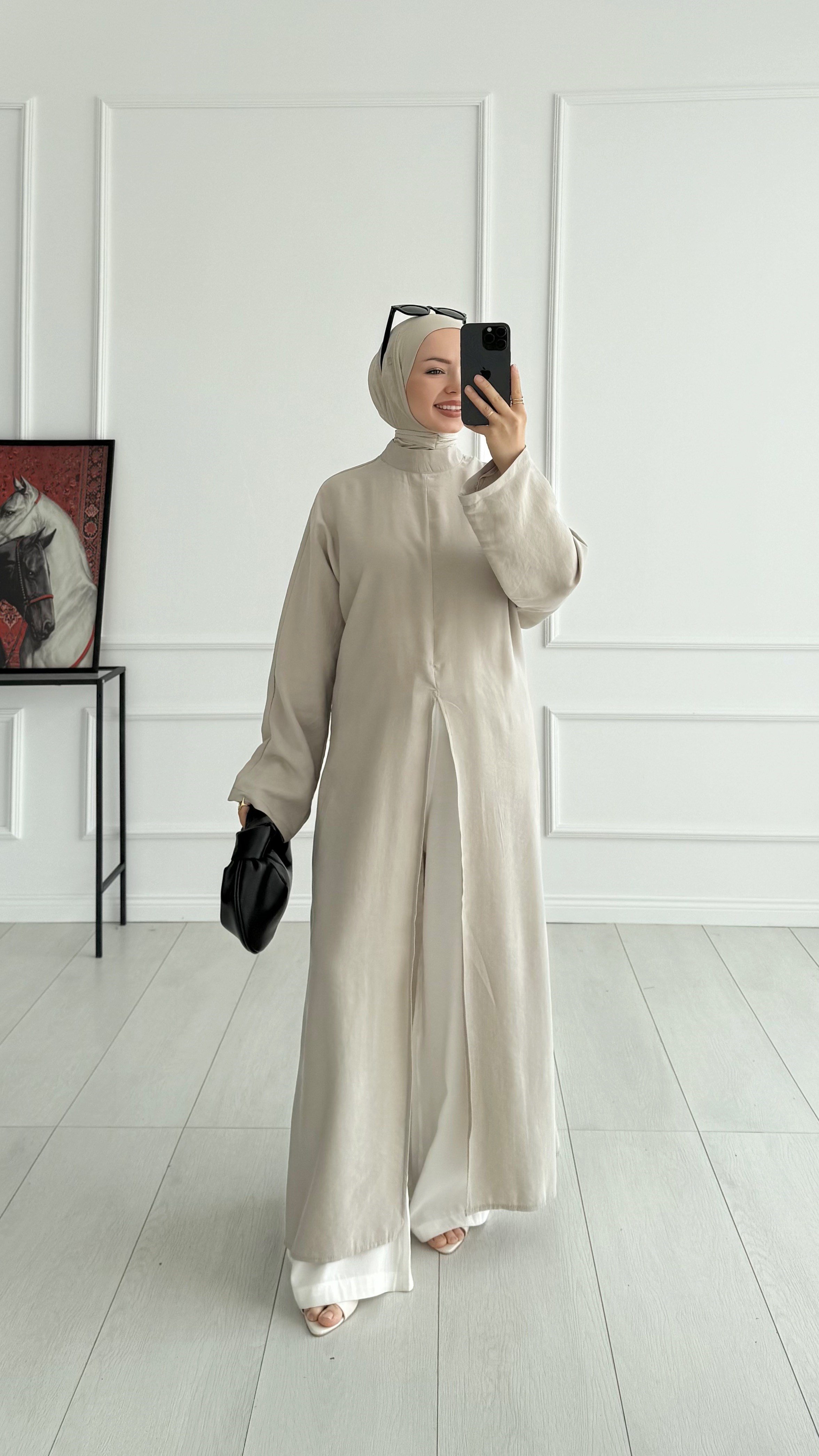 Rona Arabic Yırtmaçlı Taş İpli Tunik