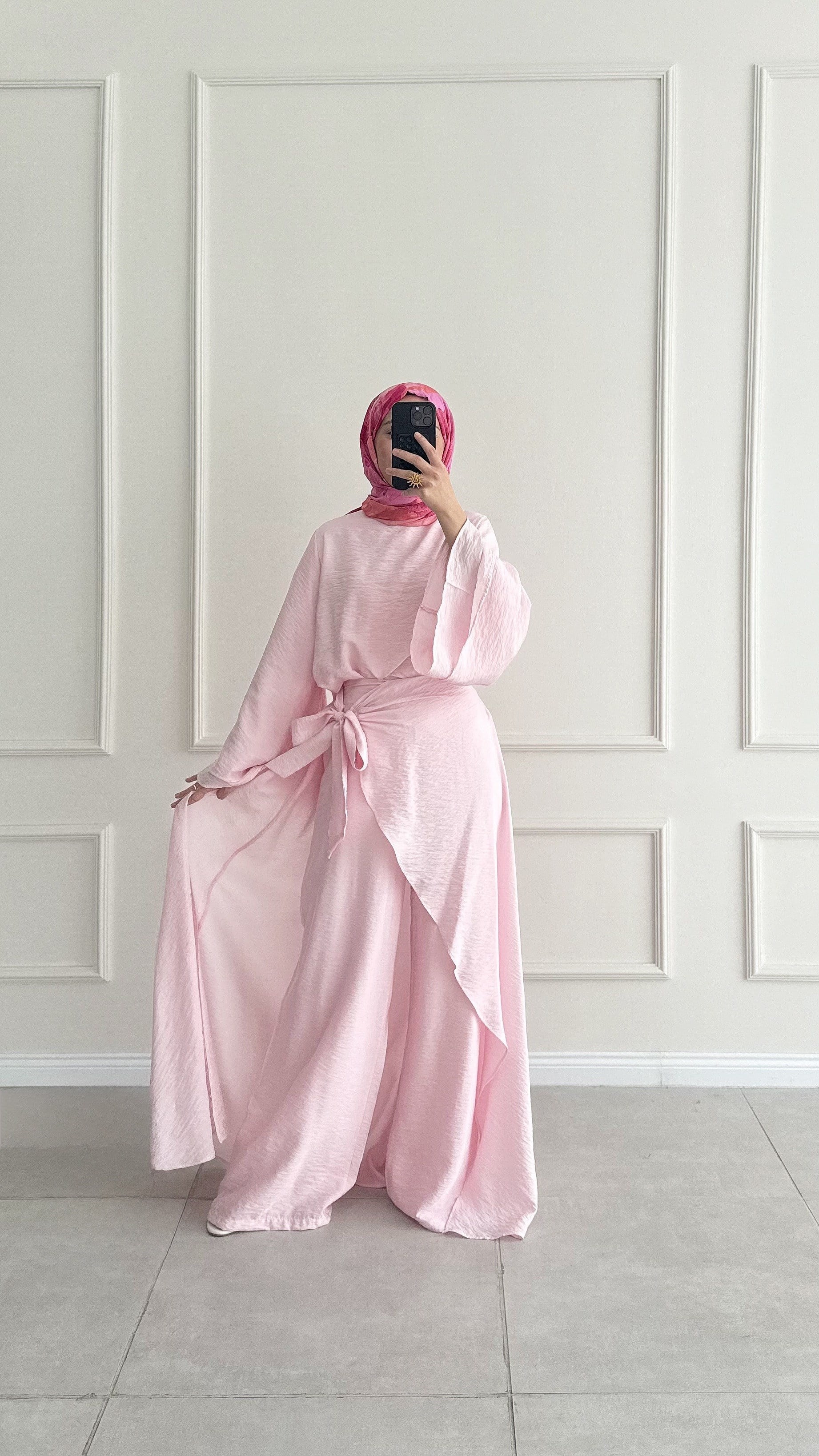 Rota Premıum Pelerin Tasarım Pembe Takım