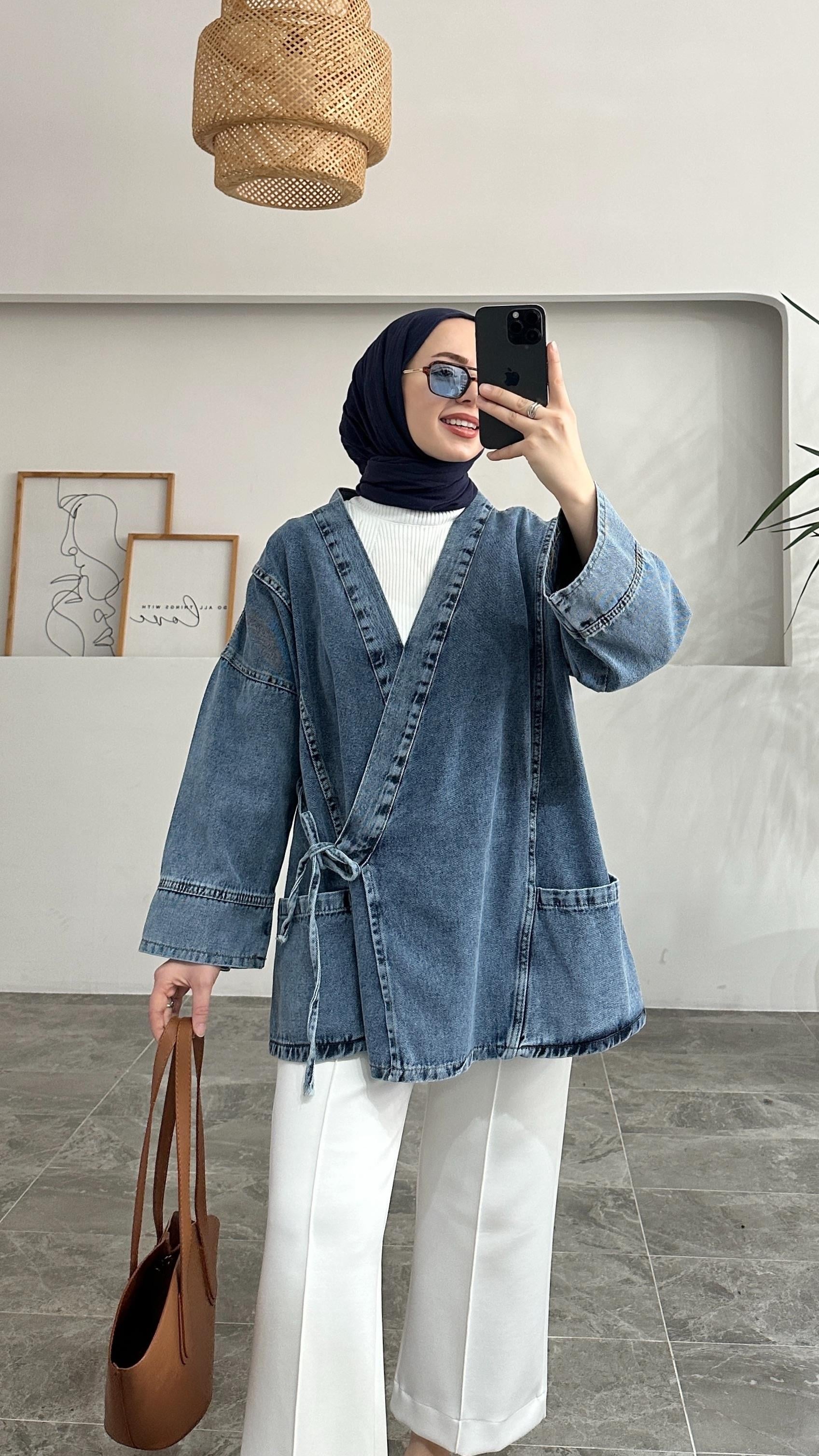 Saller Pinterest Model Açık Mavi Kot Ceket